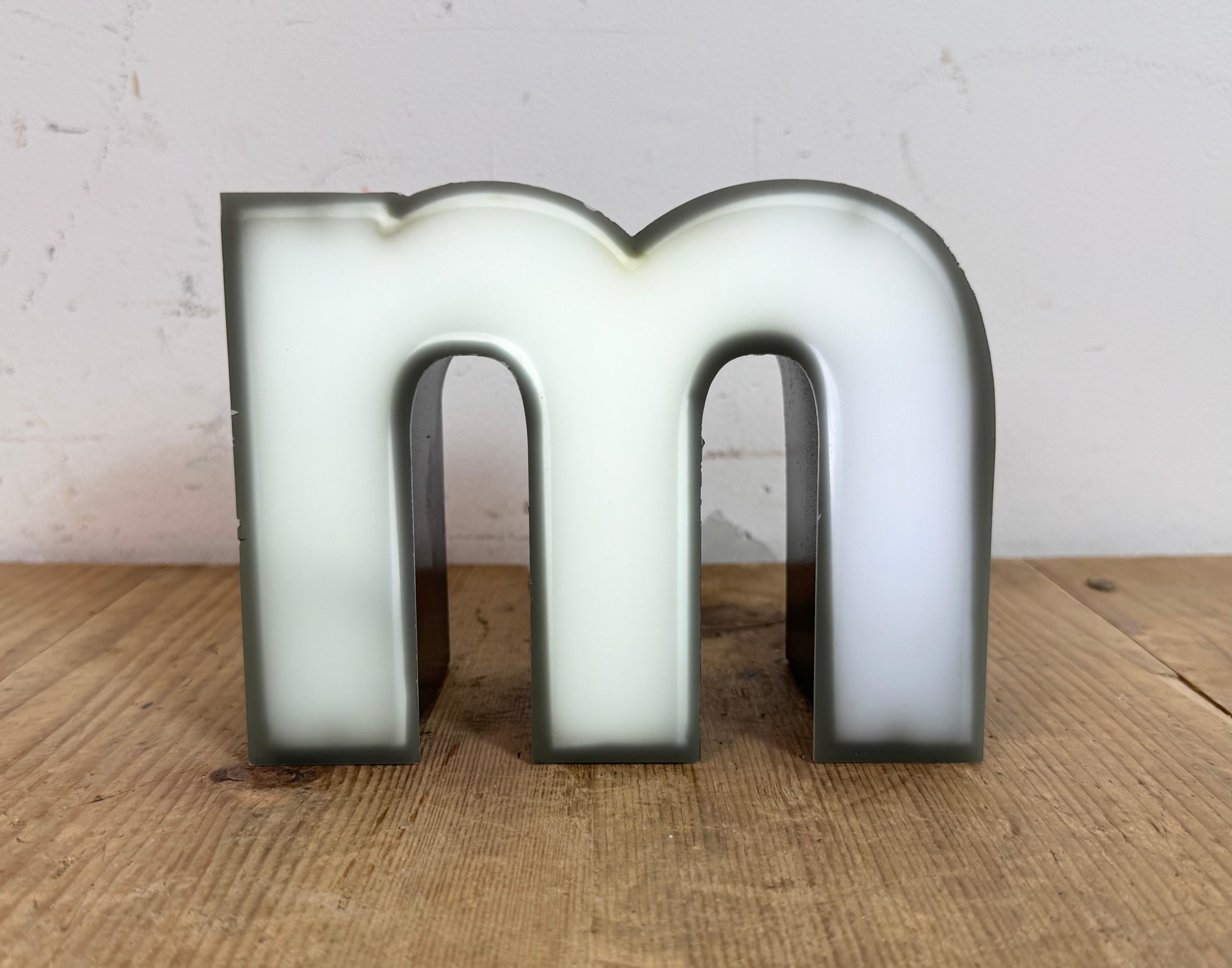 Vintage Grey Illuminated Letter M, 1970s For Sale 1