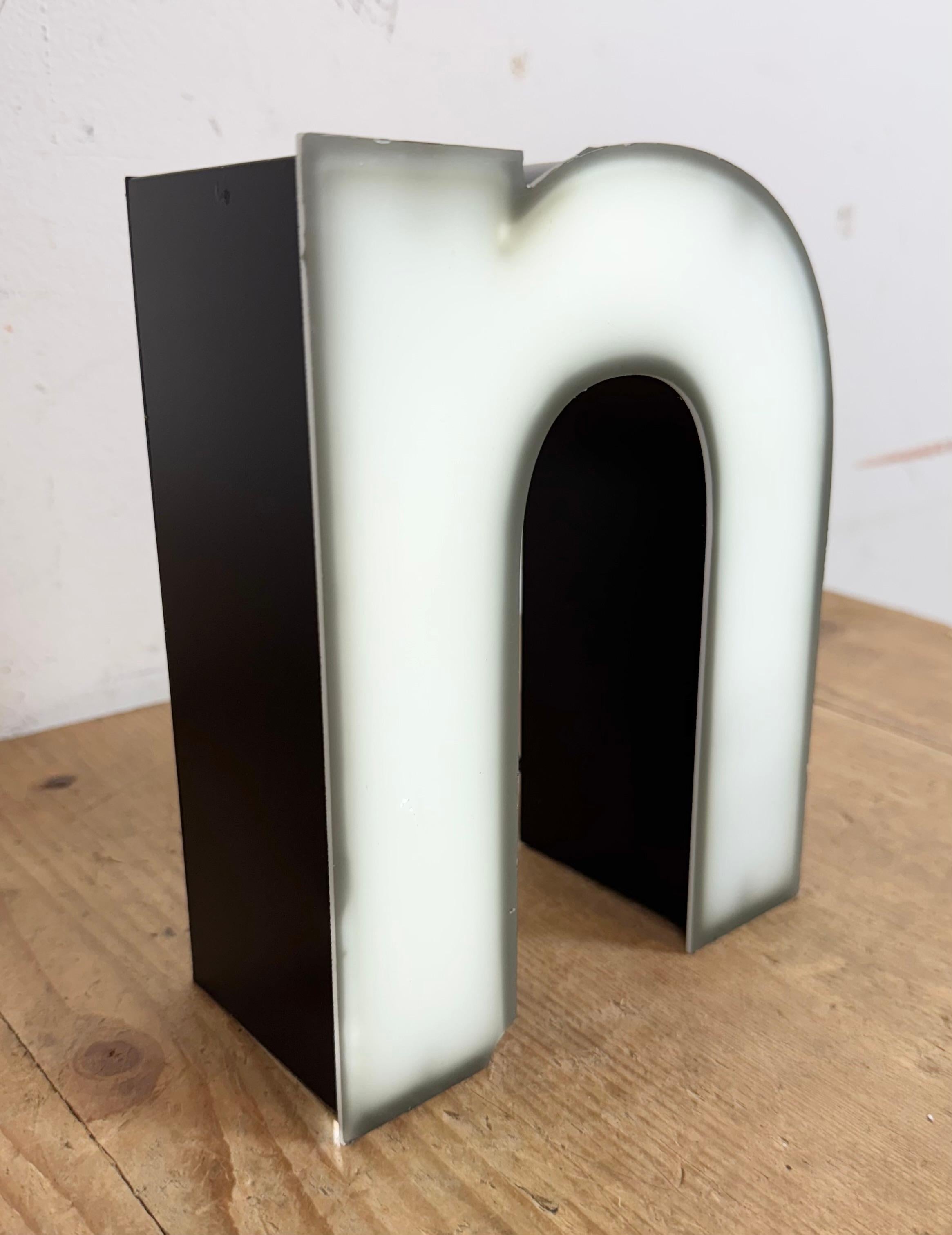Vintage Grey Illuminated Letter N, 1970s For Sale 5
