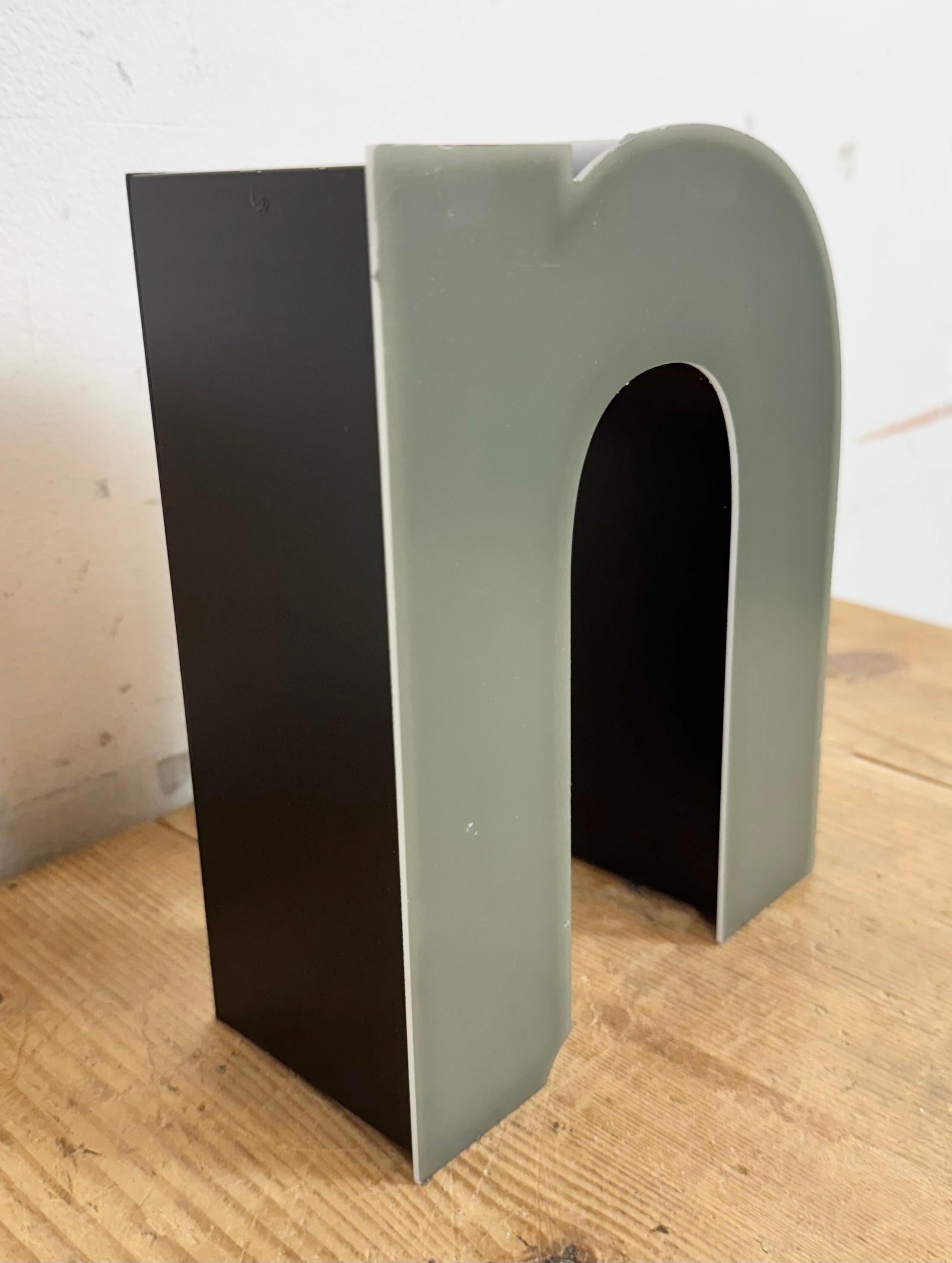 German Vintage Grey Illuminated Letter N, 1970s For Sale