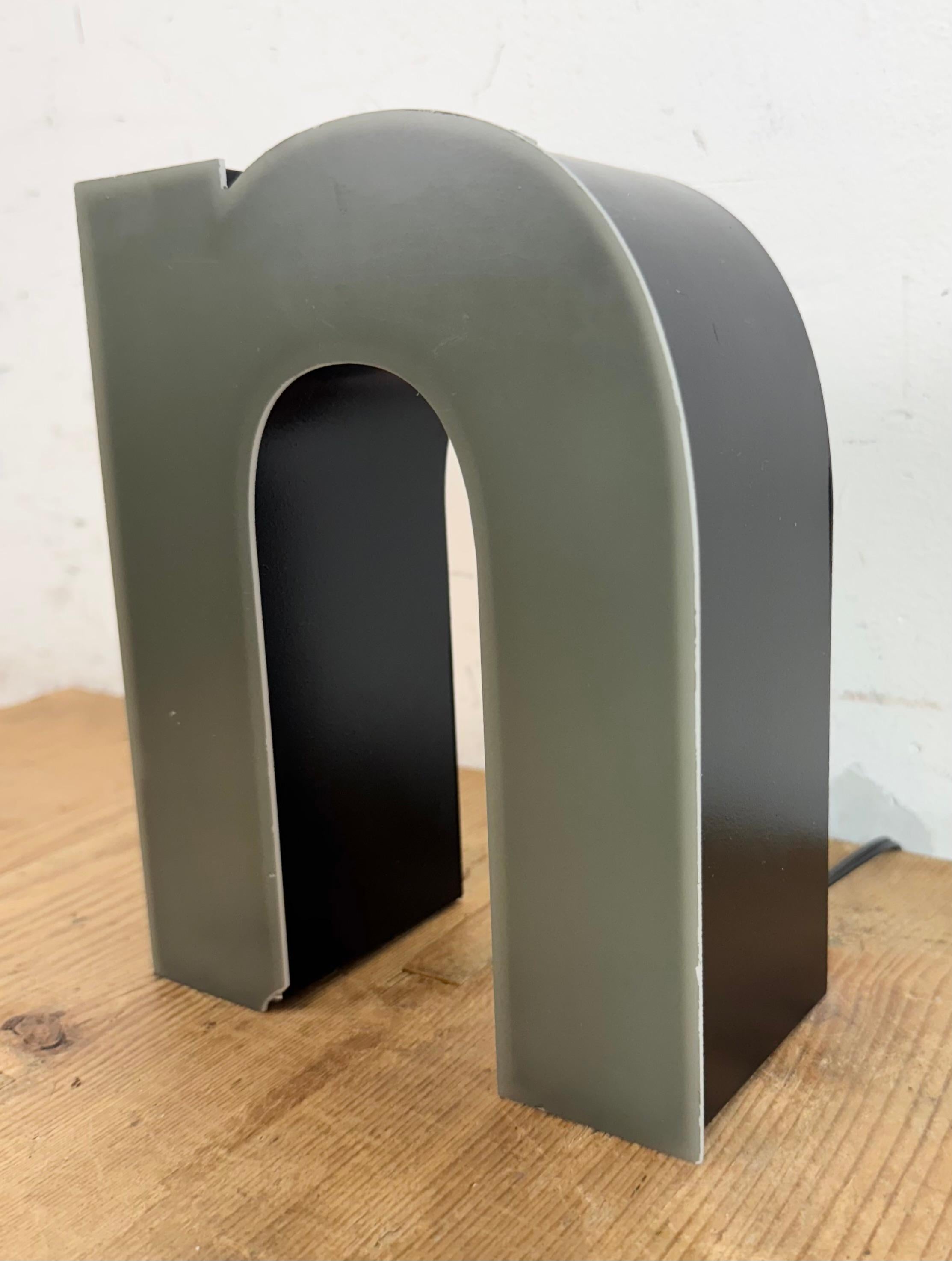Vintage Grey Illuminated Letter N, 1970s In Fair Condition For Sale In Kojetice, CZ
