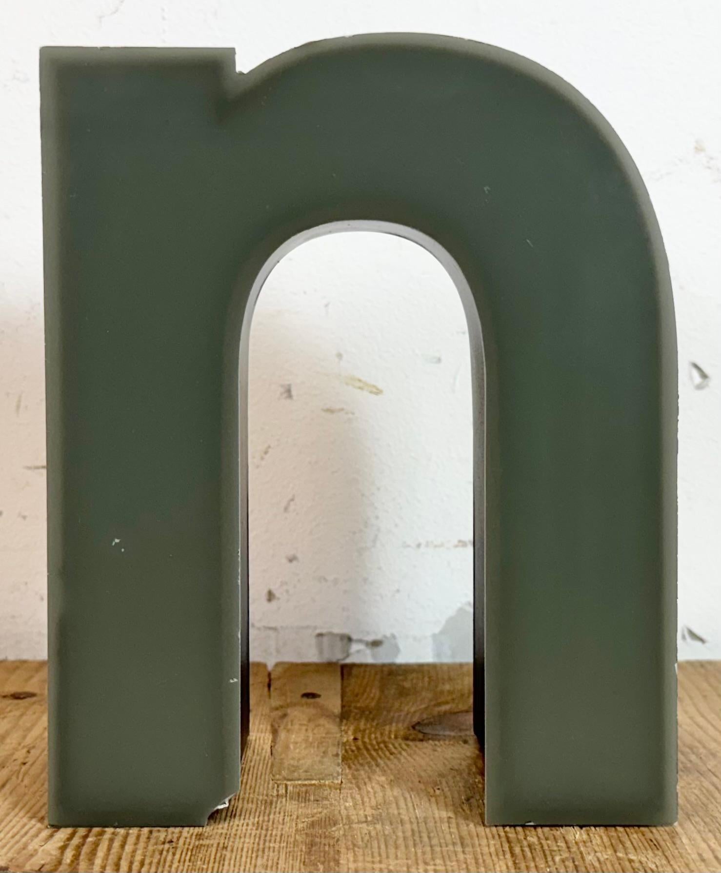 Metal Vintage Grey Illuminated Letter N, 1970s For Sale