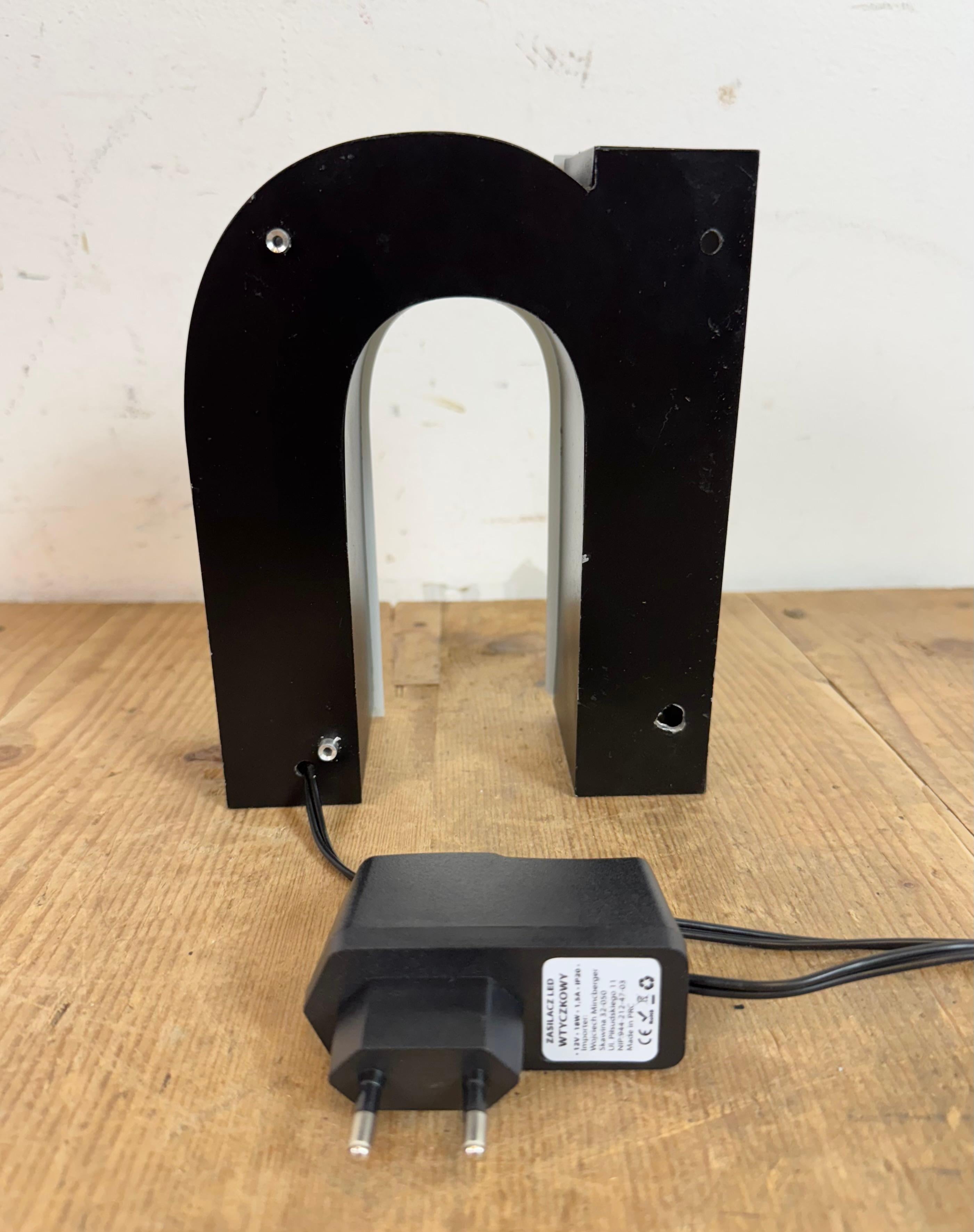 Vintage Grey Illuminated Letter N, 1970s For Sale 2