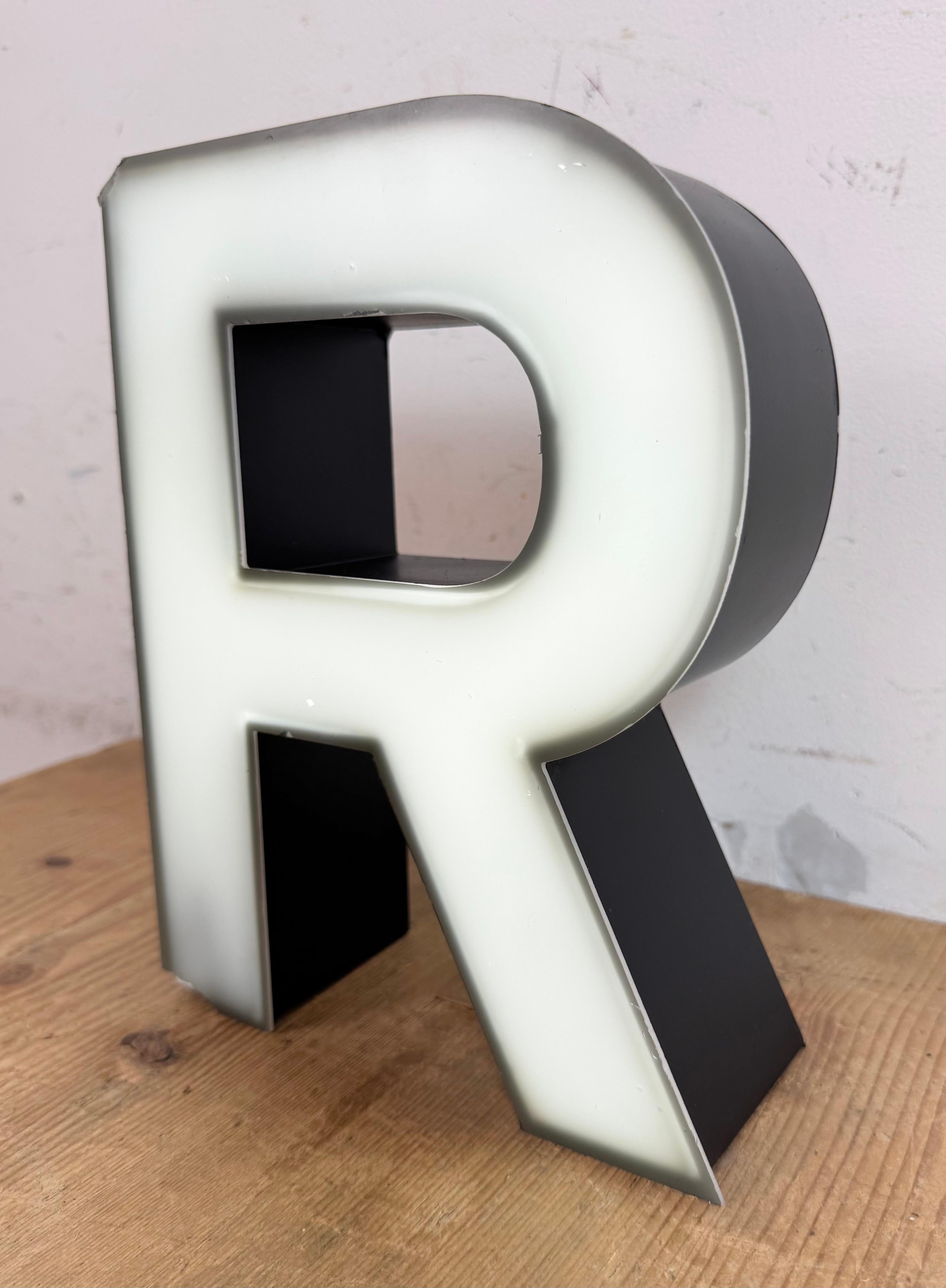Vintage Grey Illuminated Letter R , 1970s For Sale 5