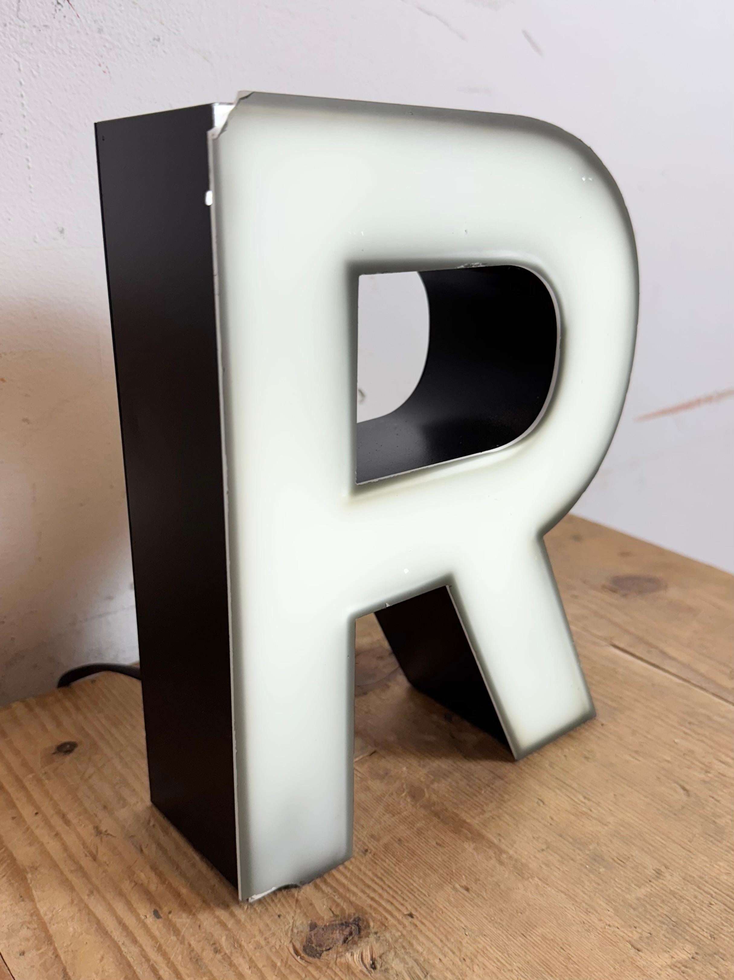 Vintage Grey Illuminated Letter R , 1970s For Sale 6