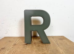 Vintage Grey Illuminated Letter R , 1970s