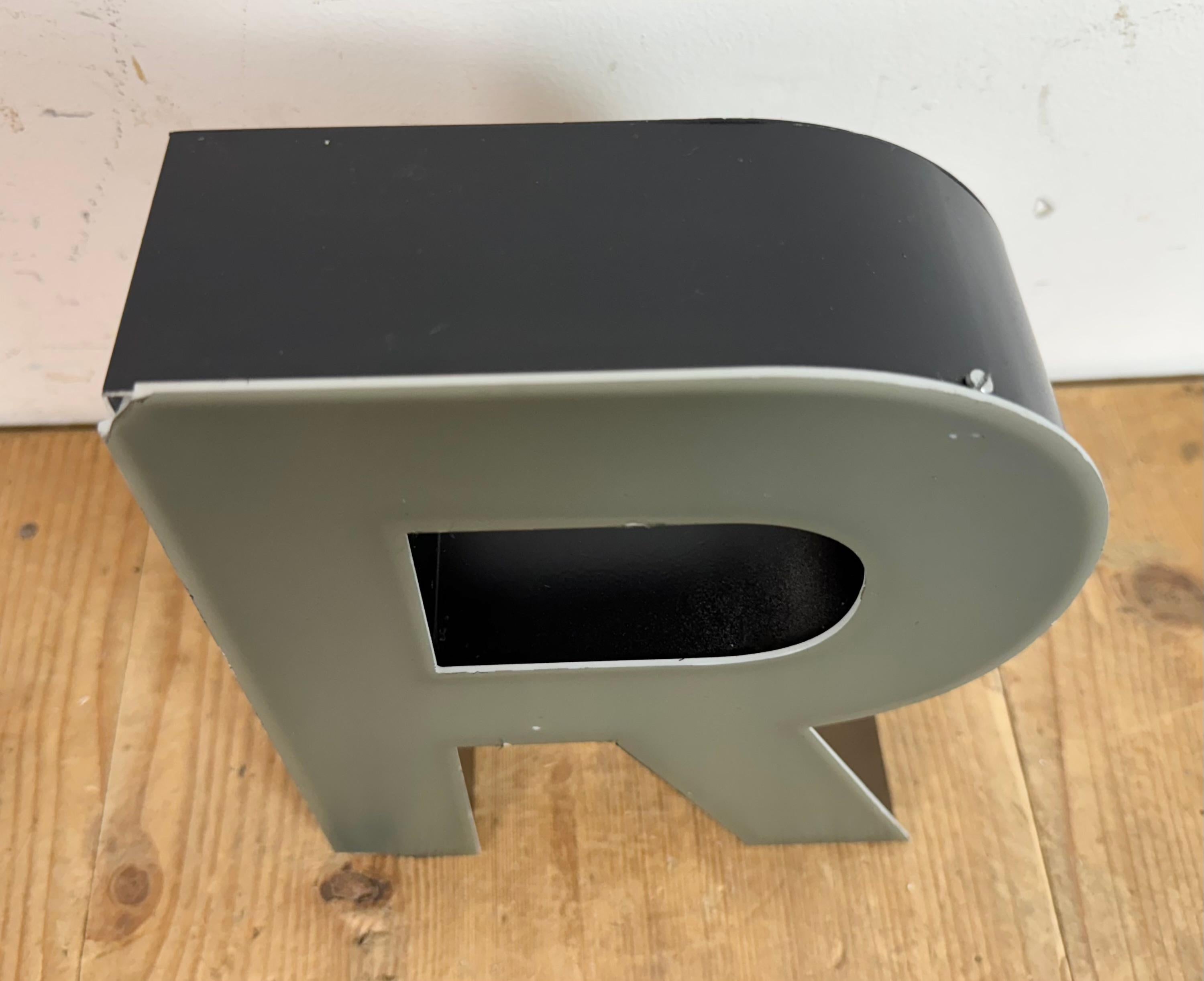 Vintage Grey Illuminated Letter R , 1970s For Sale 1
