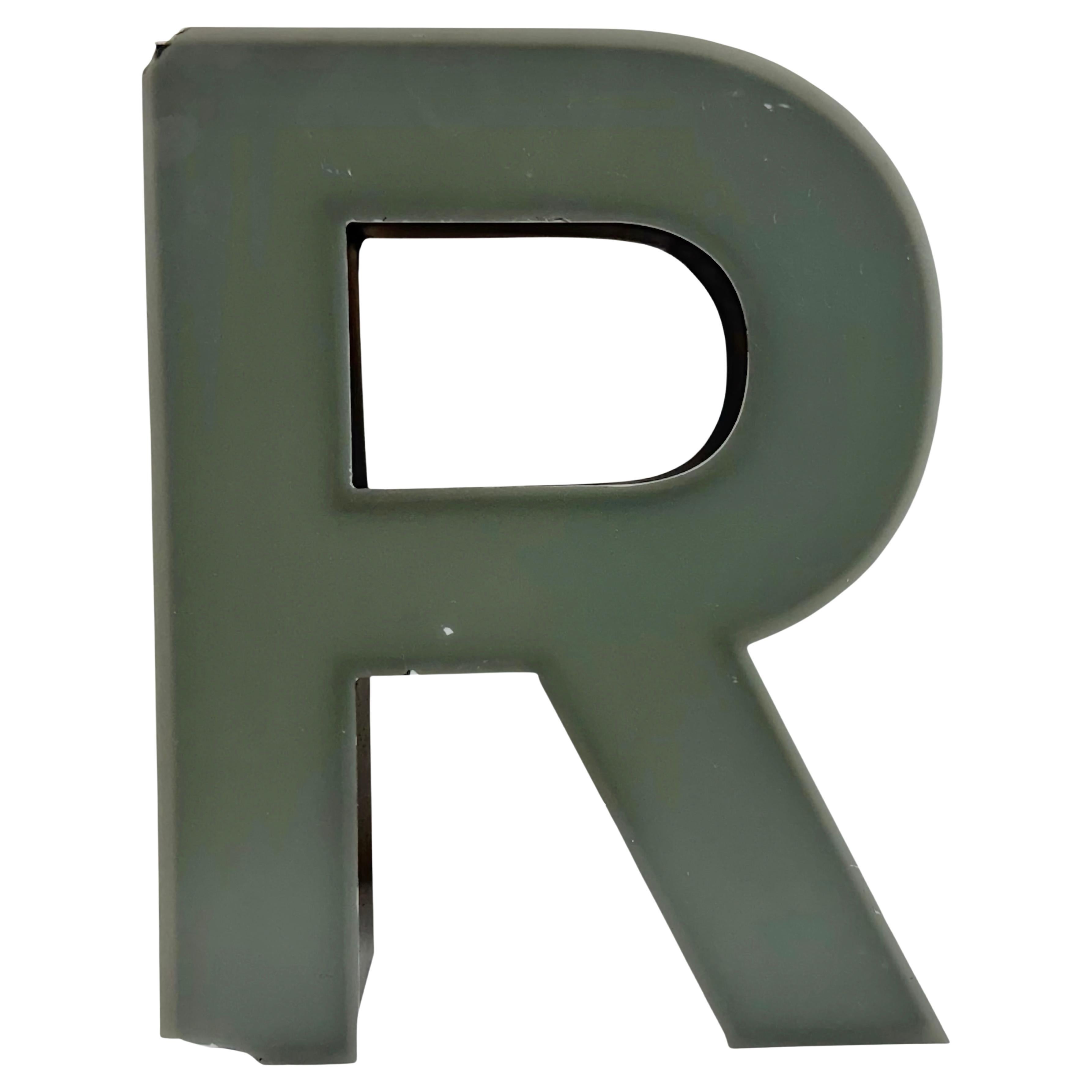 Vintage Grey Illuminated Letter R , 1970s