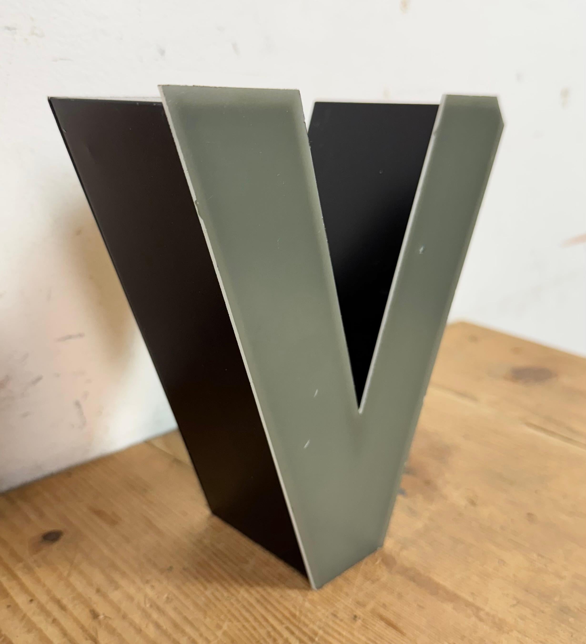 German Vintage Grey Illuminated Letter V , 1970s For Sale