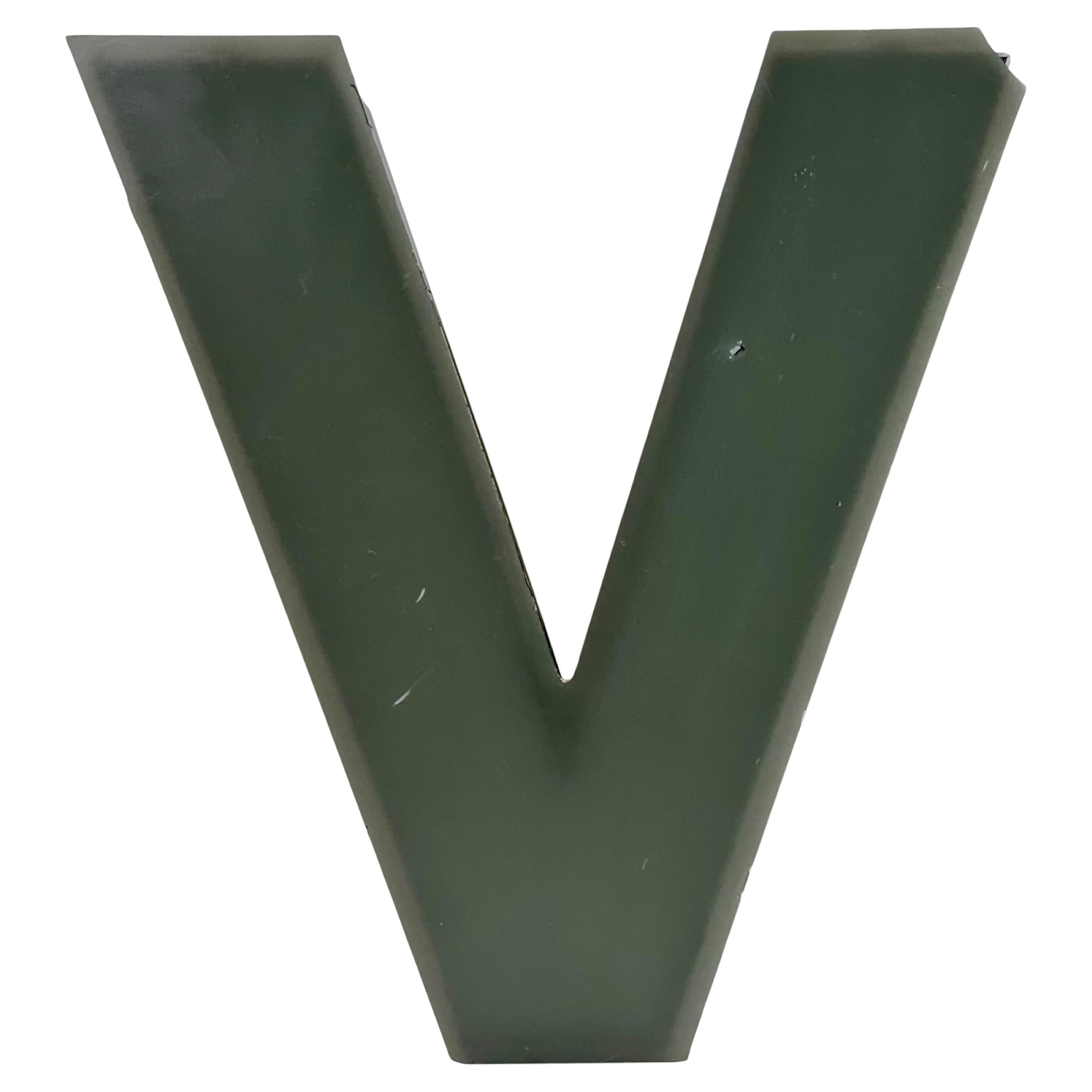 Vintage Grey Illuminated Letter V , 1970s