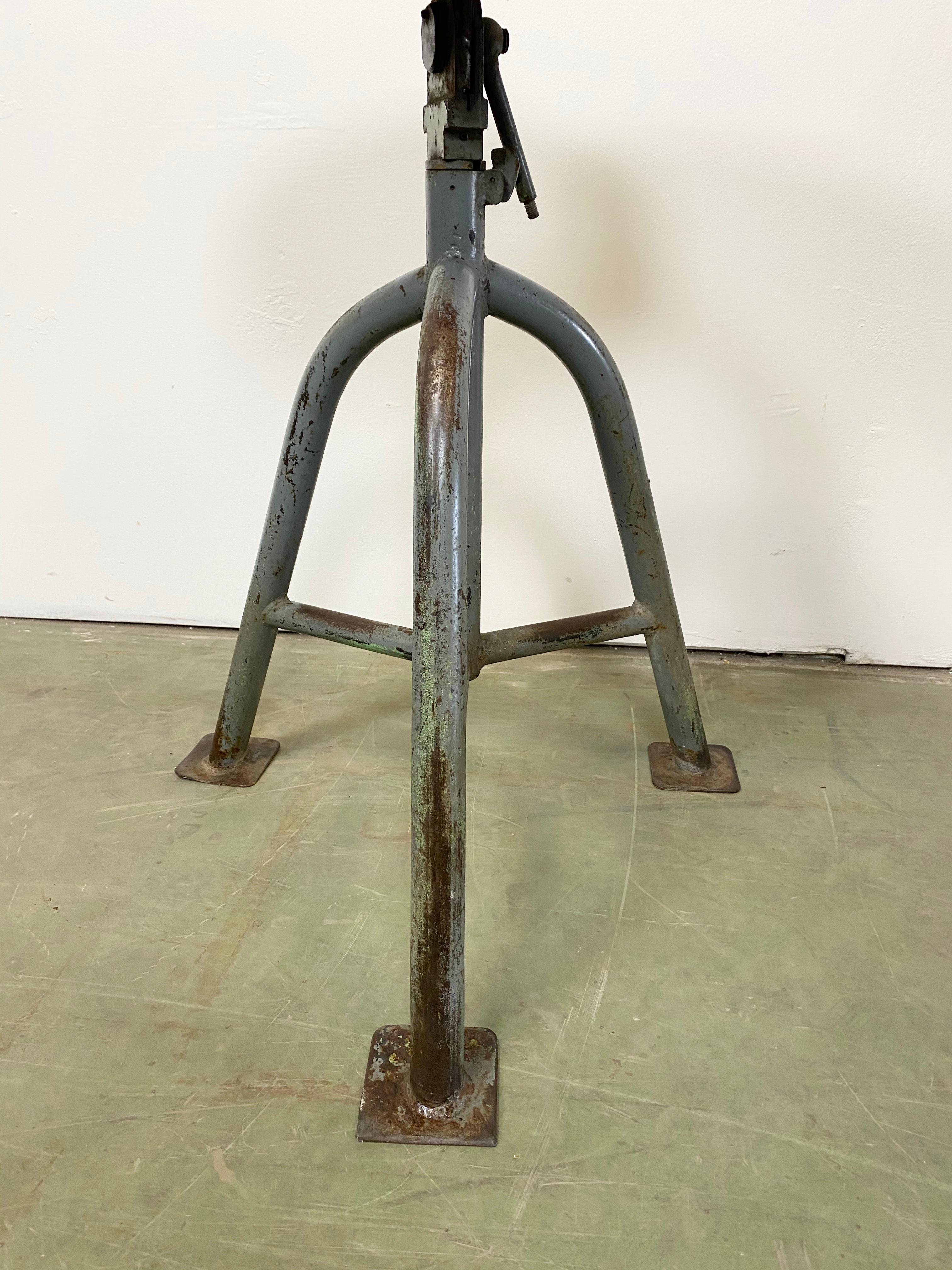 Vintage Grey Industrial Factory Stool, 1950s In Good Condition In Kojetice, CZ