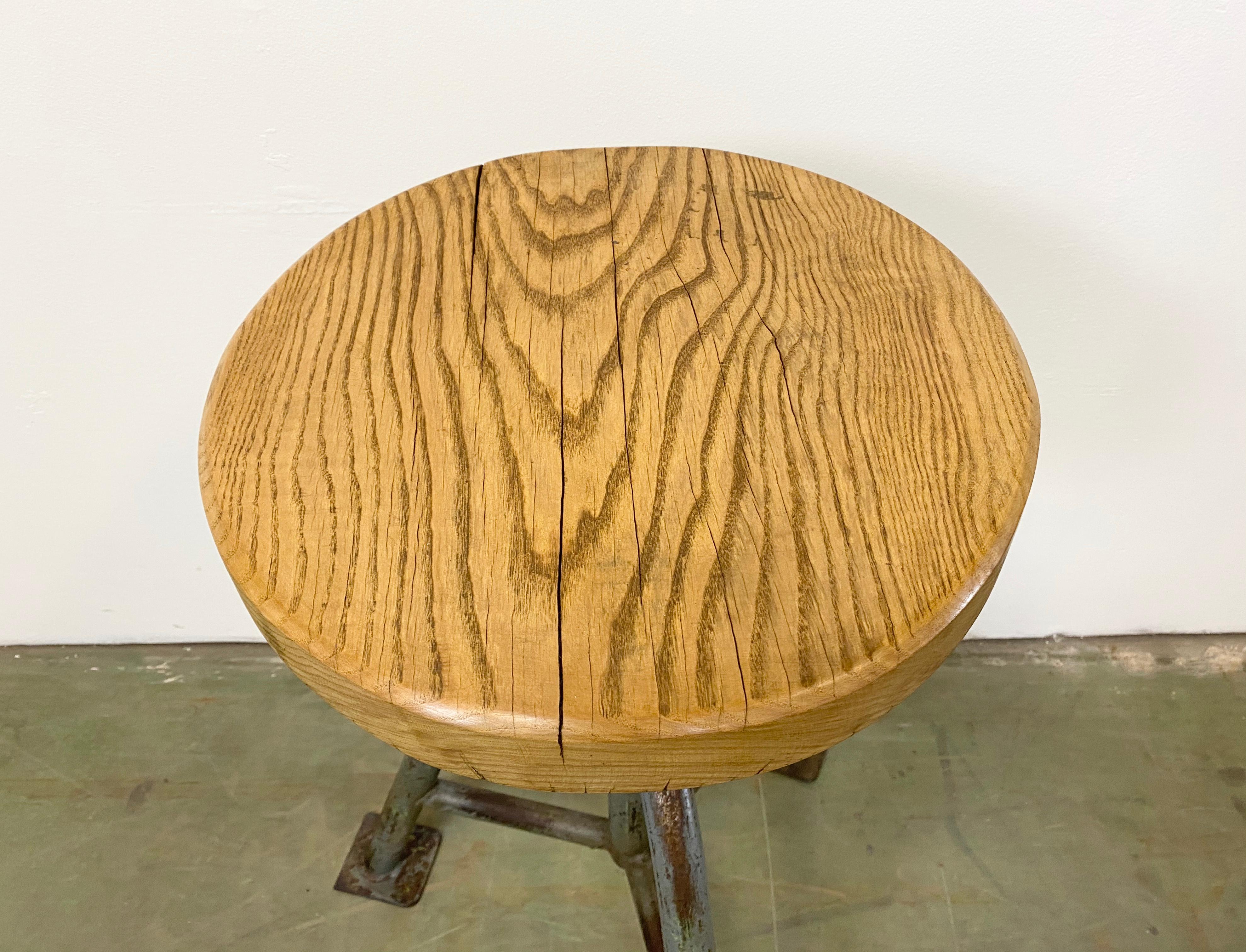 Vintage Grey Industrial Factory Stool, 1950s 1