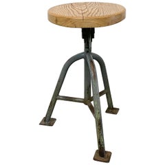 Vintage Grey Industrial Factory Stool, 1950s