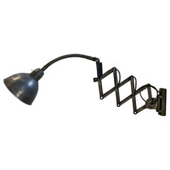 Vintage Grey Industrial Scissor Wall Lamp, 1960s