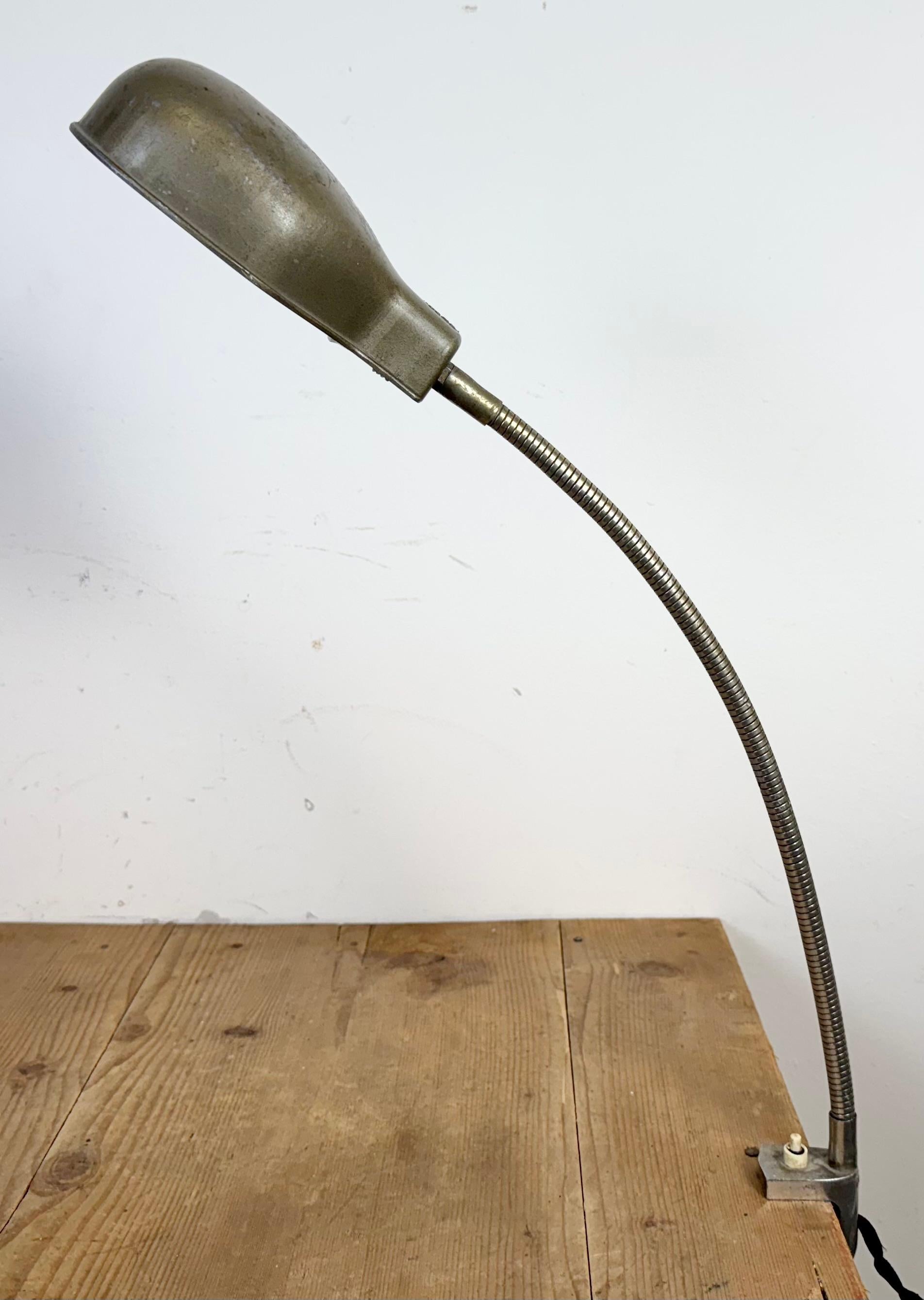 Graue italienische Vintage-Tischlampe mit Schwanenhalsausschnitt von GCME, 1950er Jahre (Industriell) im Angebot