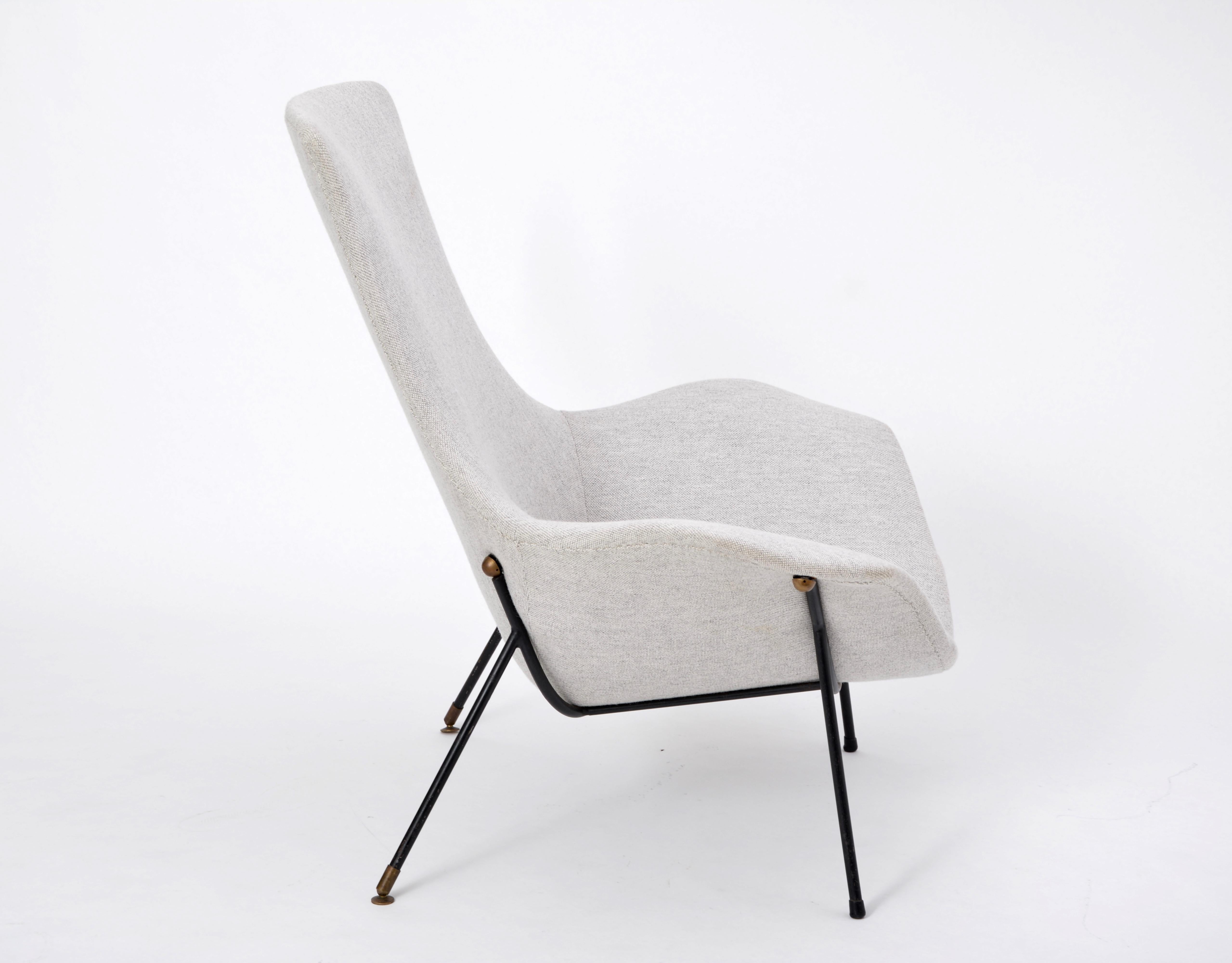 Metal Grey Italian Mid-Century Modern lounge chair by Augusto Bozzi for Saporiti