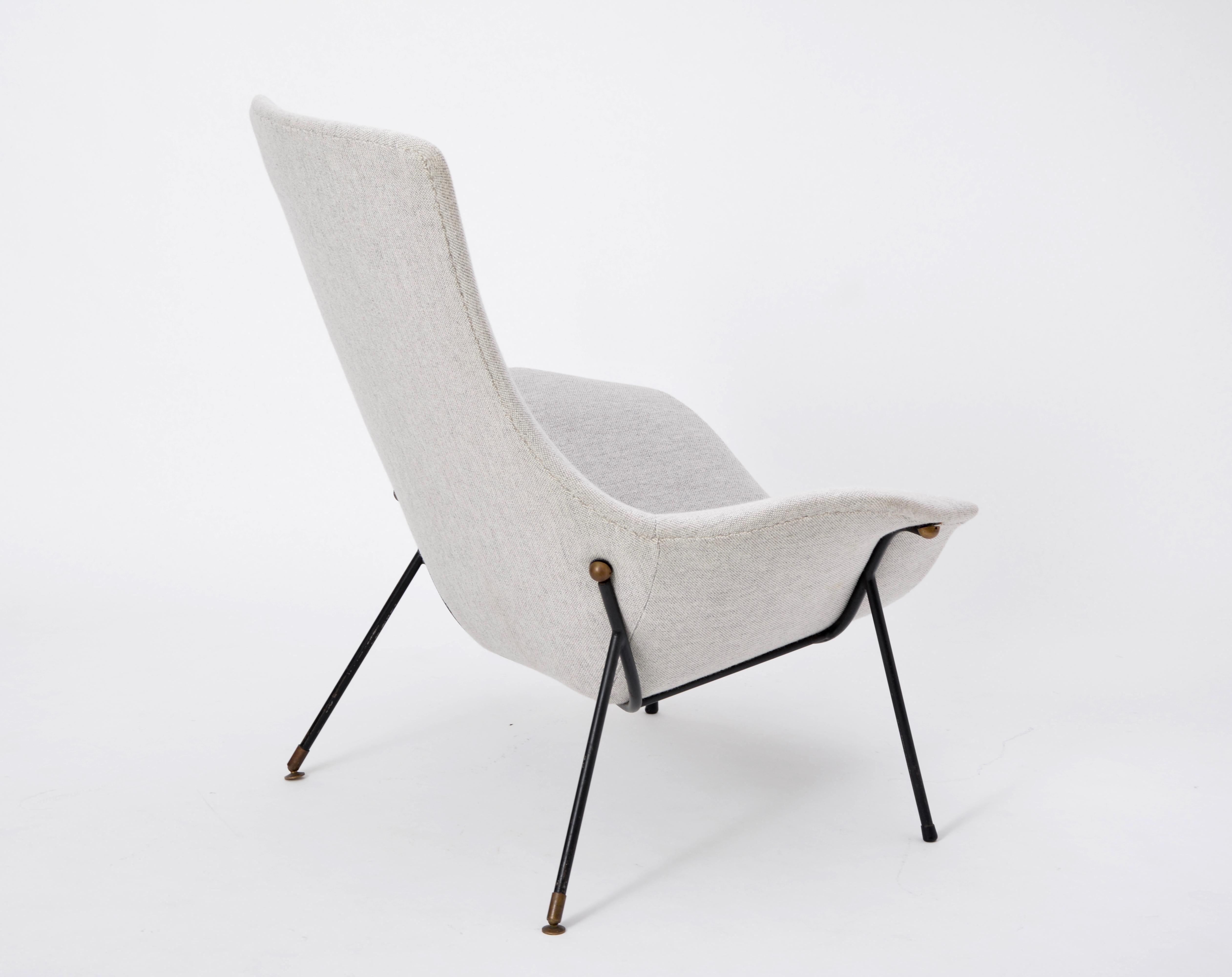 Grey Italian Mid-Century Modern lounge chair by Augusto Bozzi for Saporiti 1