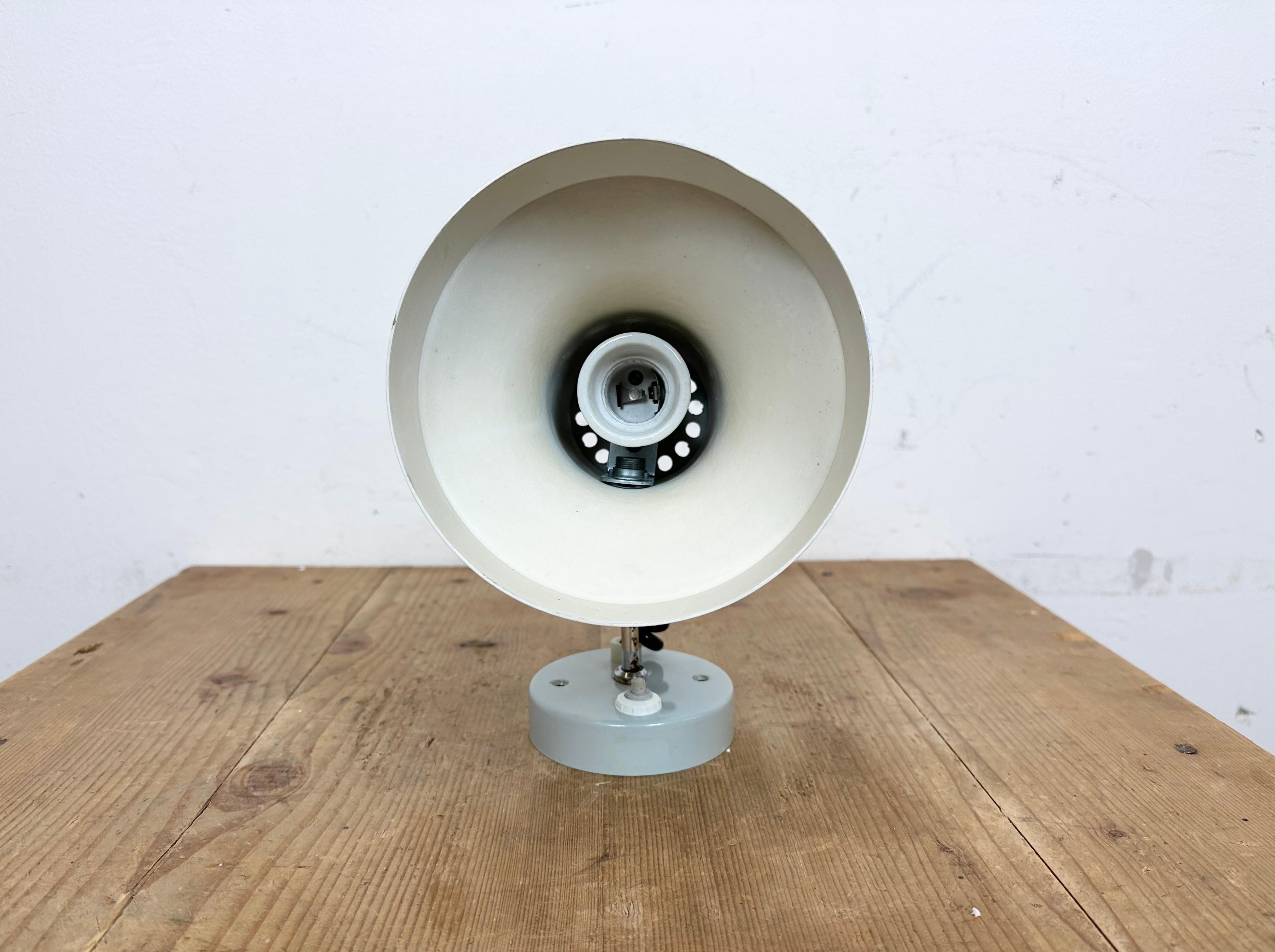 Vintage Grey Metal Wall Lamp by Josef Hurka for Napako, 1970s For Sale 4