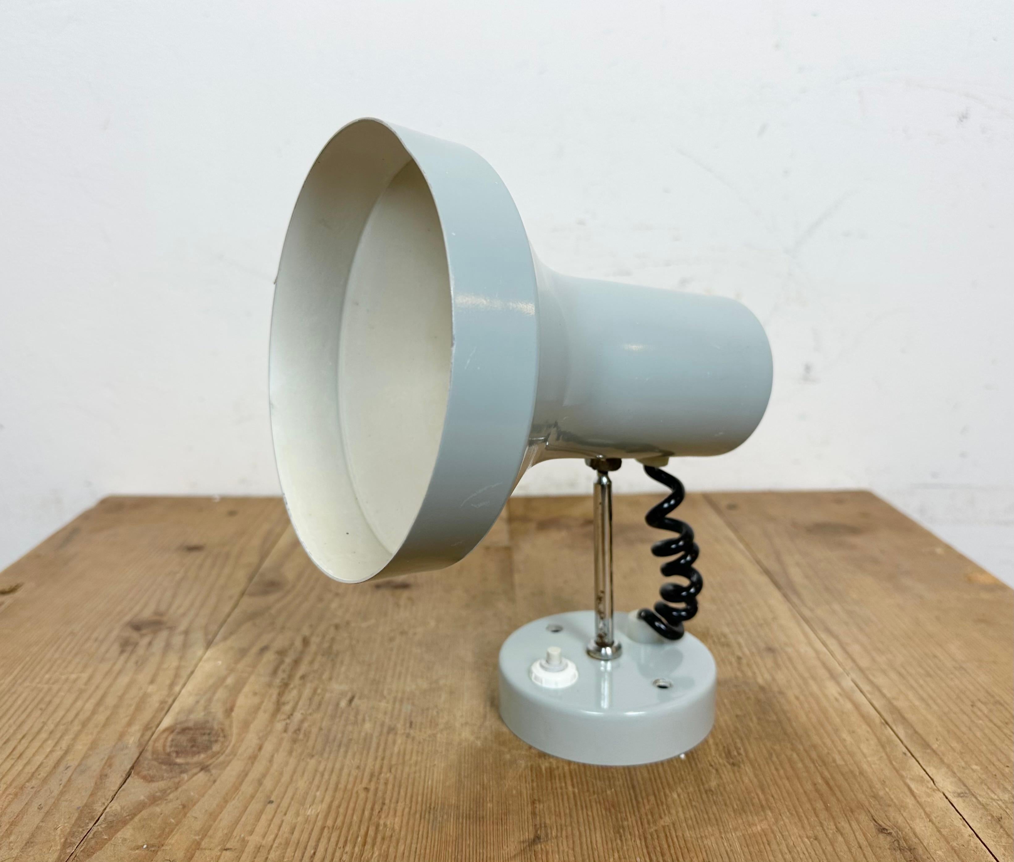 Vintage Grey Metal Wall Lamp by Josef Hurka for Napako, 1970s For Sale 6
