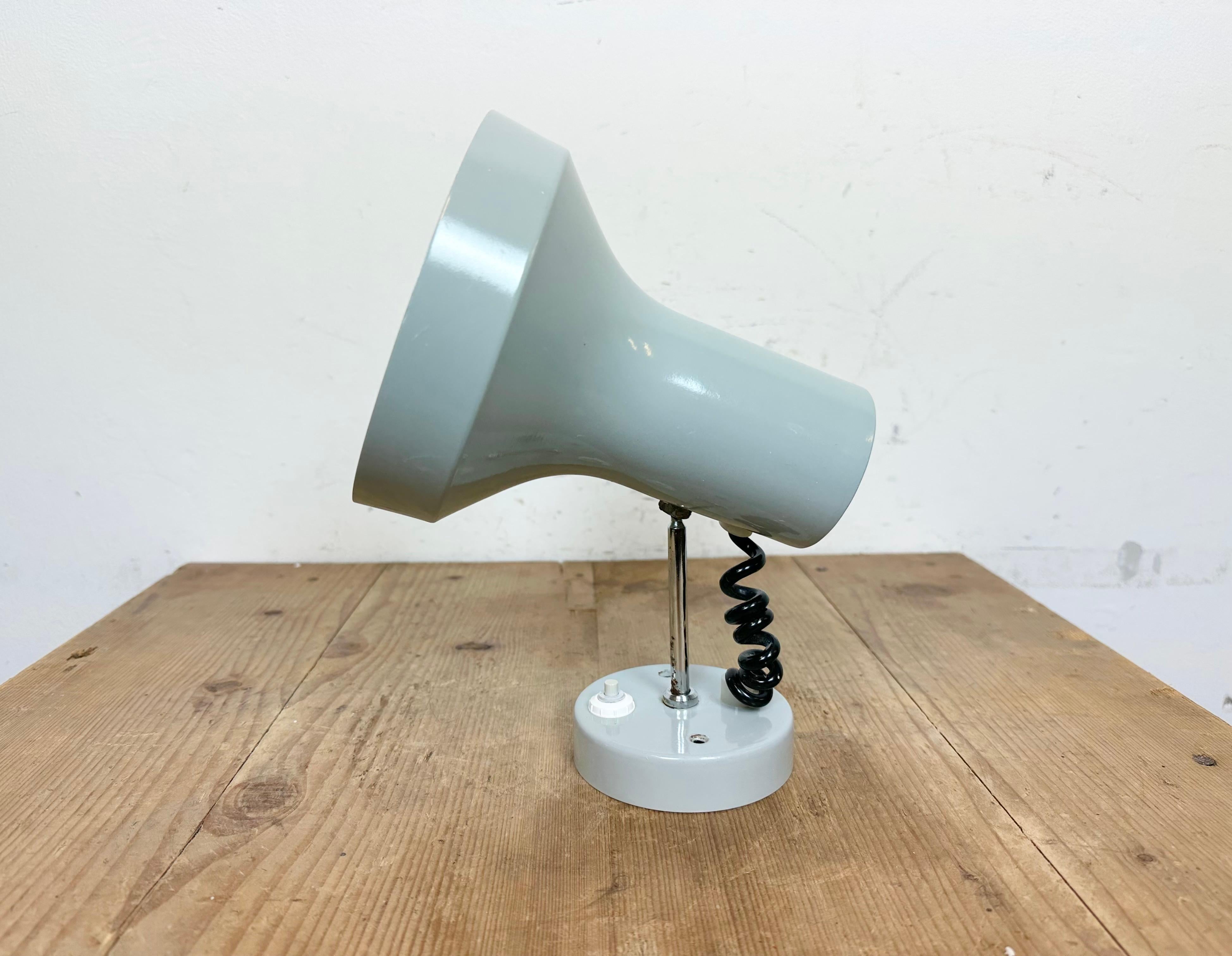 Industrial Vintage Grey Metal Wall Lamp by Josef Hurka for Napako, 1970s For Sale