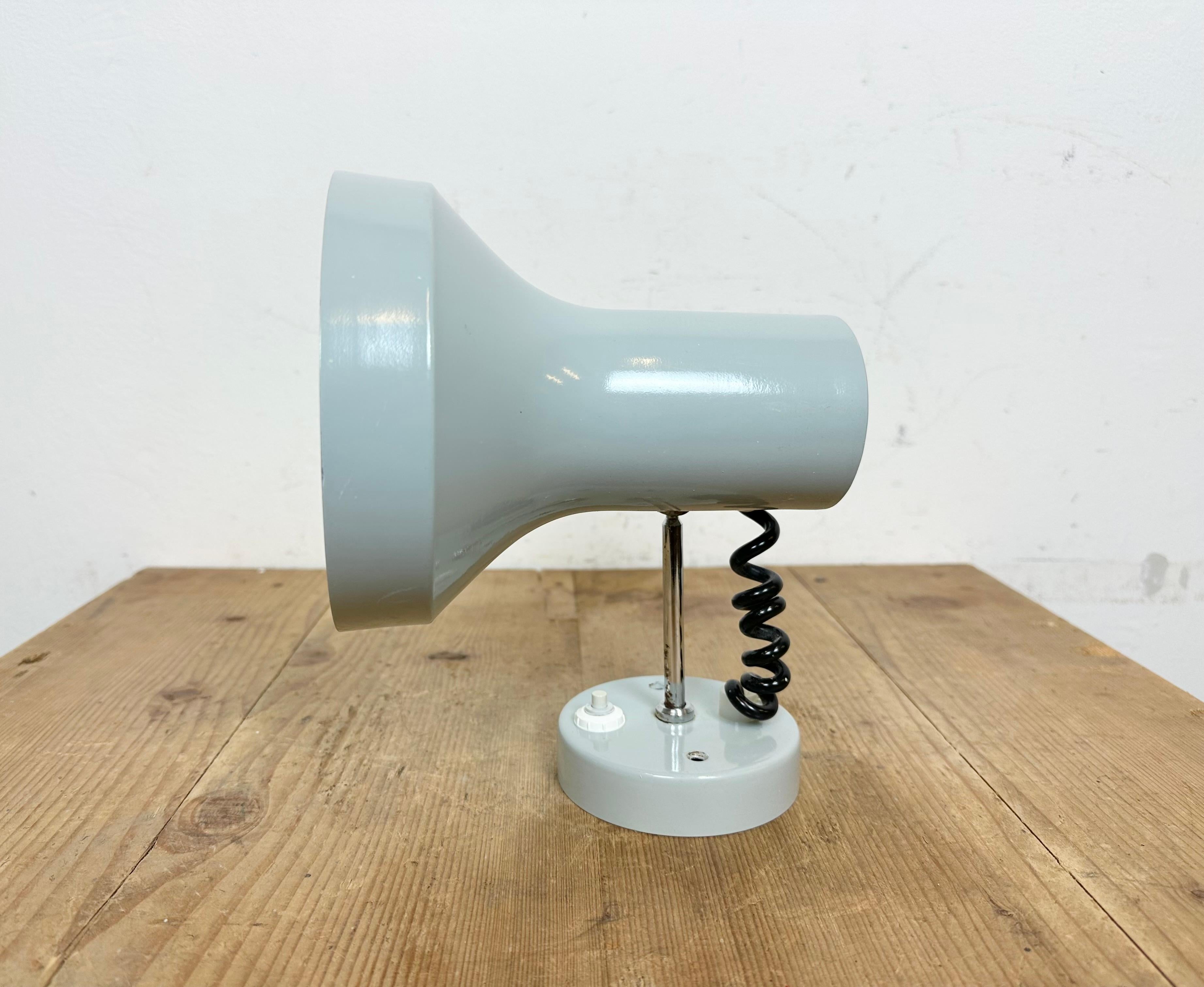 Lacquered Vintage Grey Metal Wall Lamp by Josef Hurka for Napako, 1970s For Sale