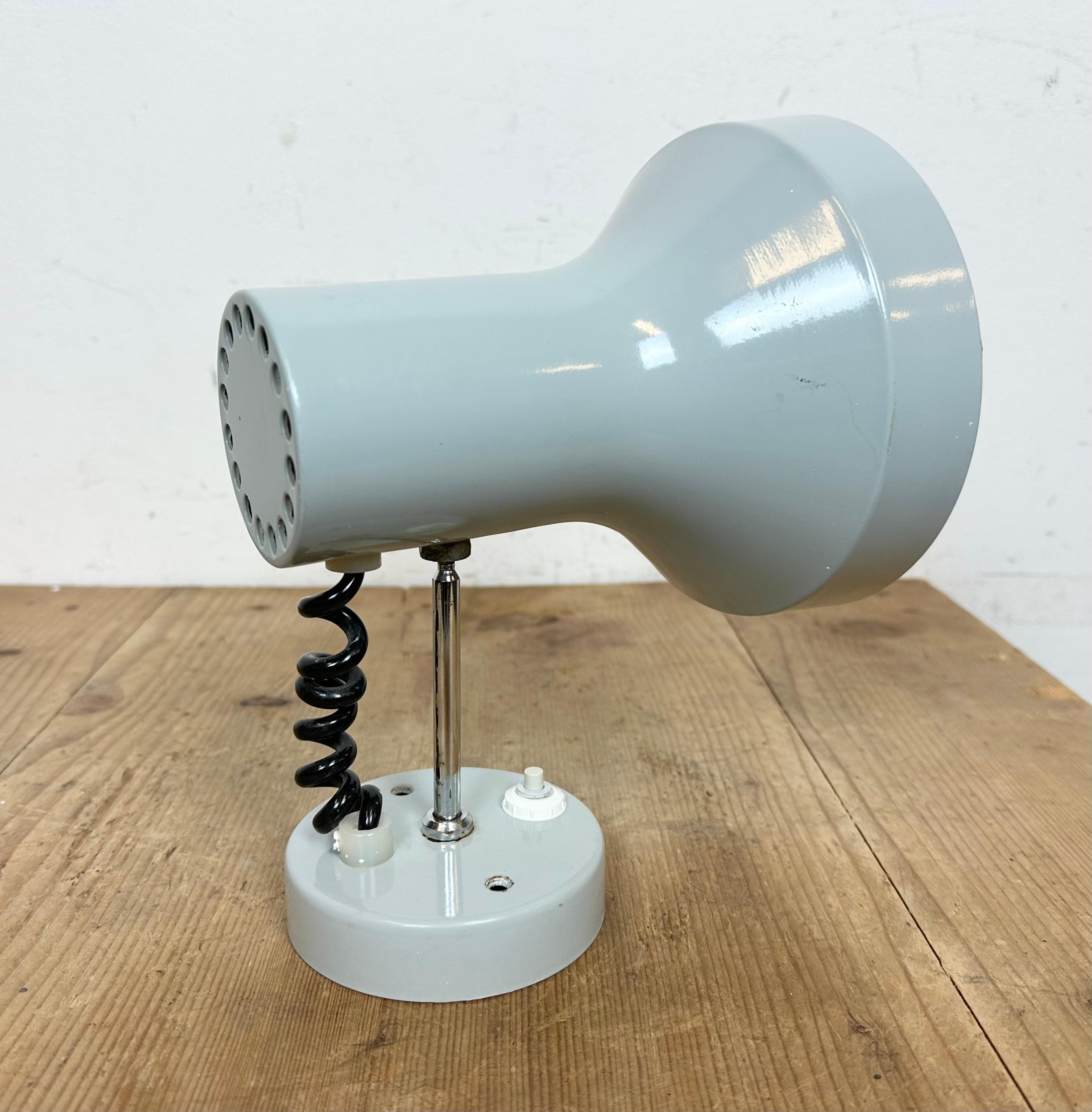 Vintage Grey Metal Wall Lamp by Josef Hurka for Napako, 1970s For Sale 1