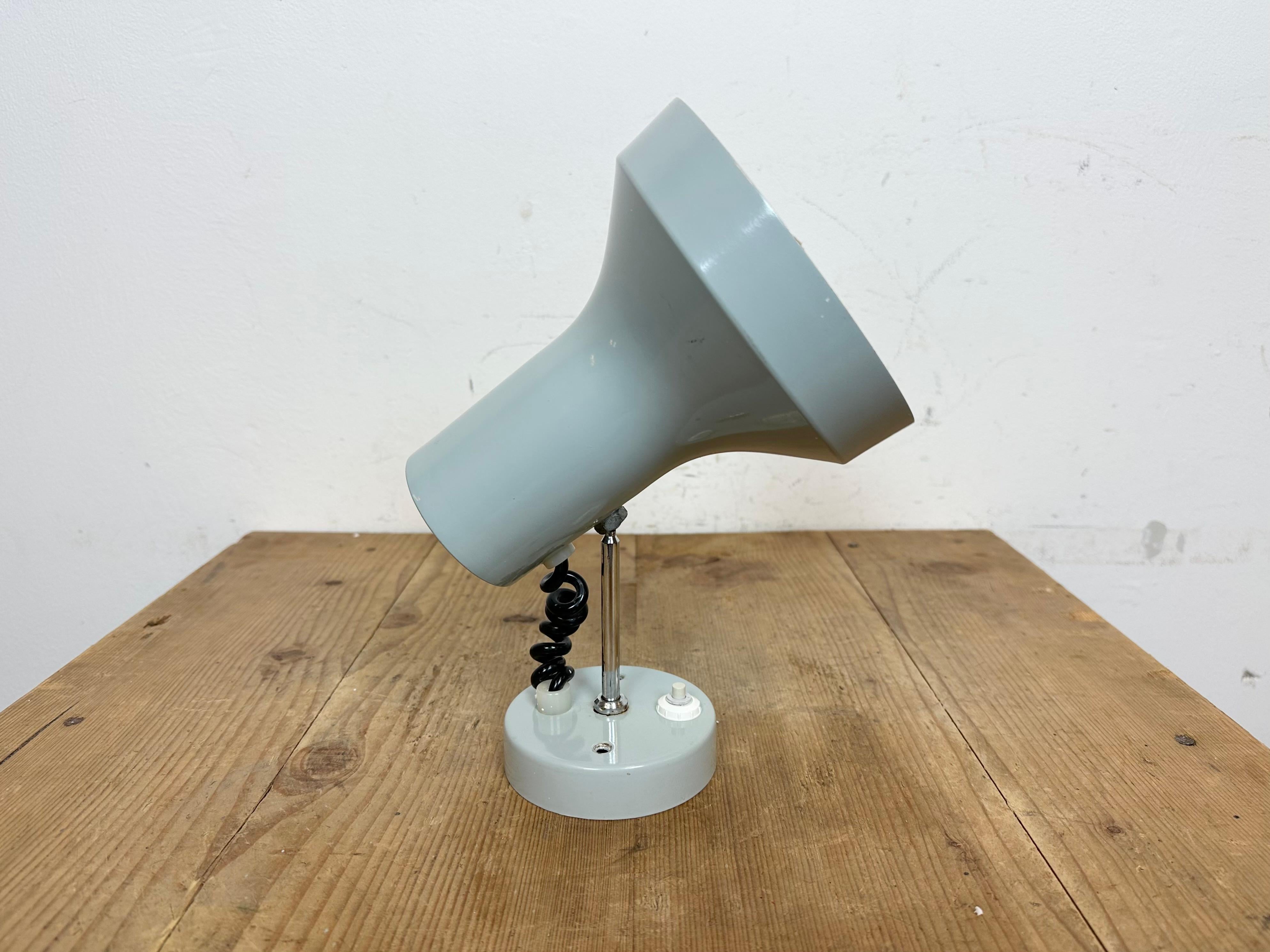 Vintage Grey Metal Wall Lamp by Josef Hurka for Napako, 1970s For Sale 2