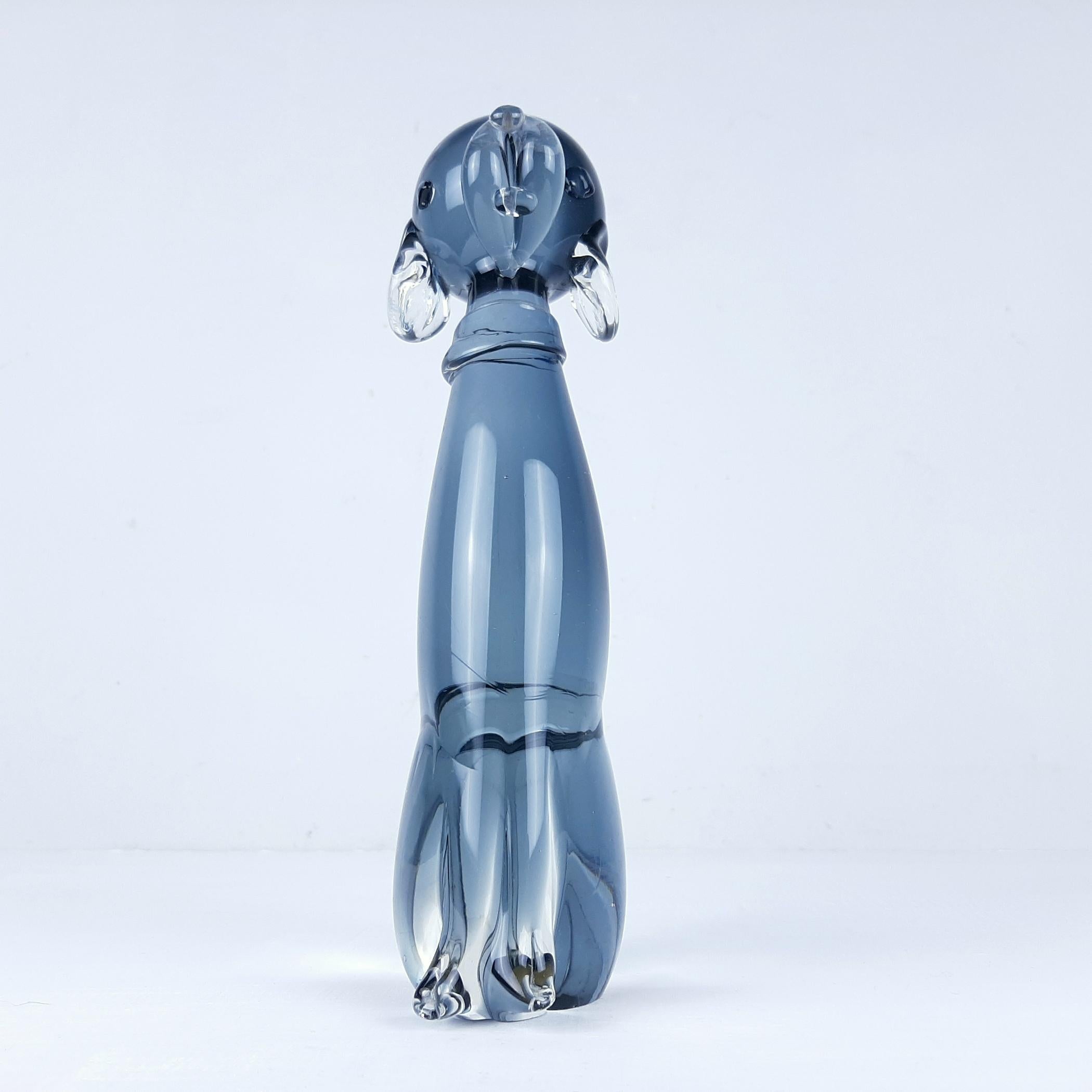 Scultura in vetro di Murano grigio vintage Dog di Vetro Artistico Veneziano Italia 1960s in vendita 1
