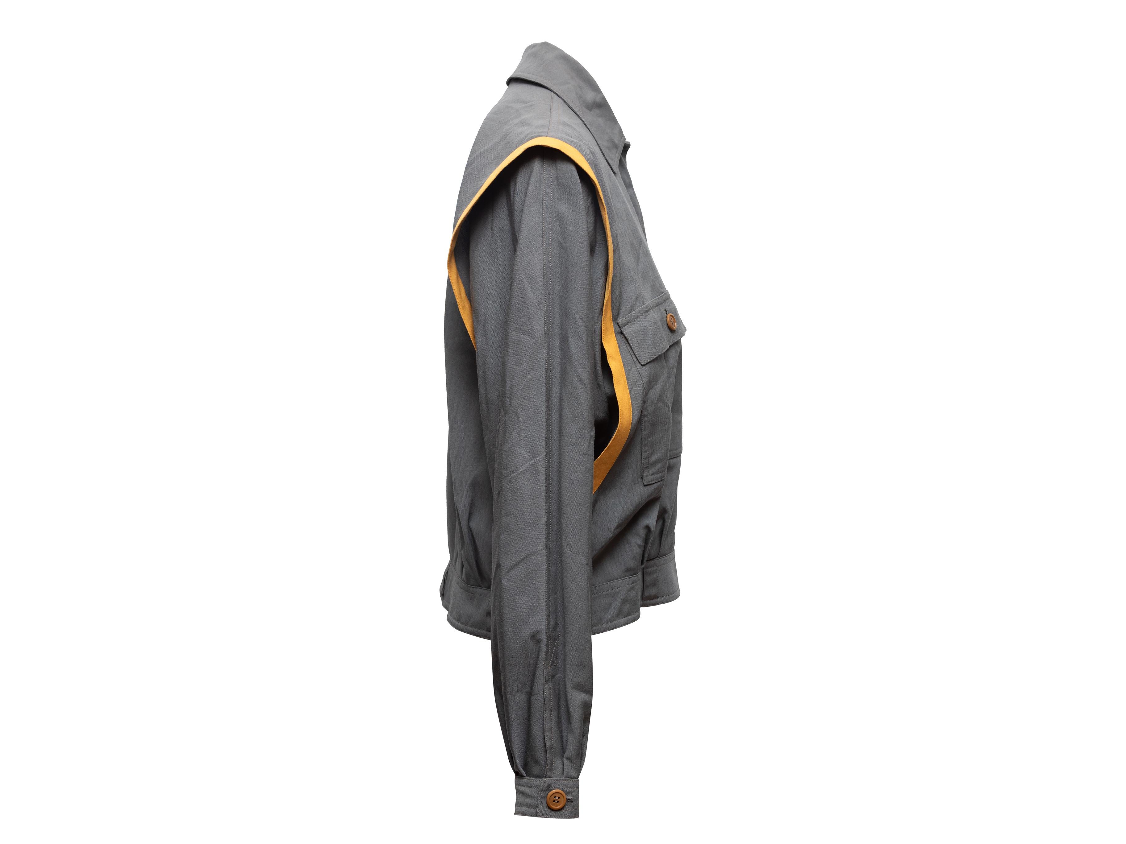 Vintage Grau & Senf Gucci Wolle Cargo Jacke Größe IT 44 für Damen oder Herren im Angebot