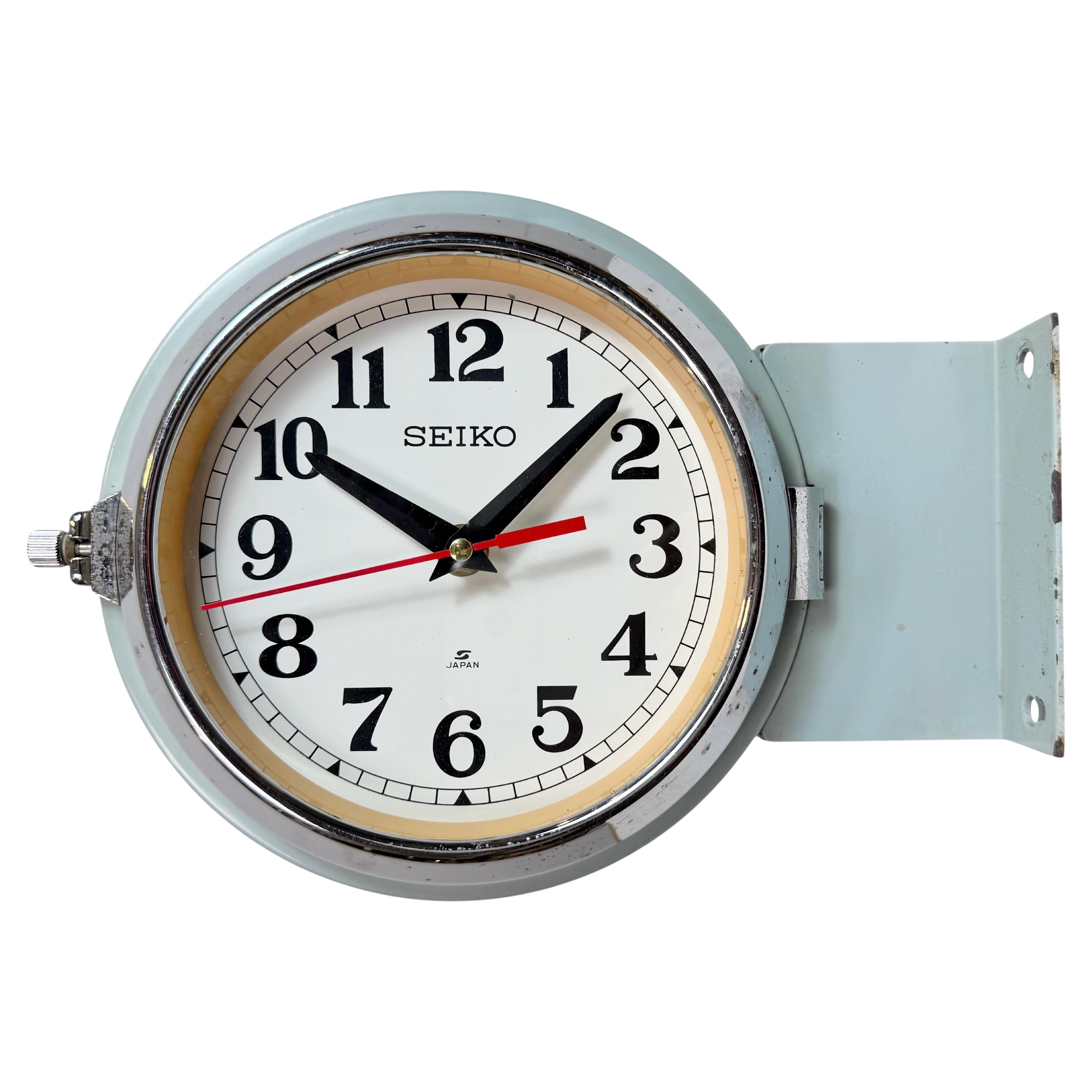 Vintage Grey Seiko Maritime Double-Sided Wall Clock, 1980s