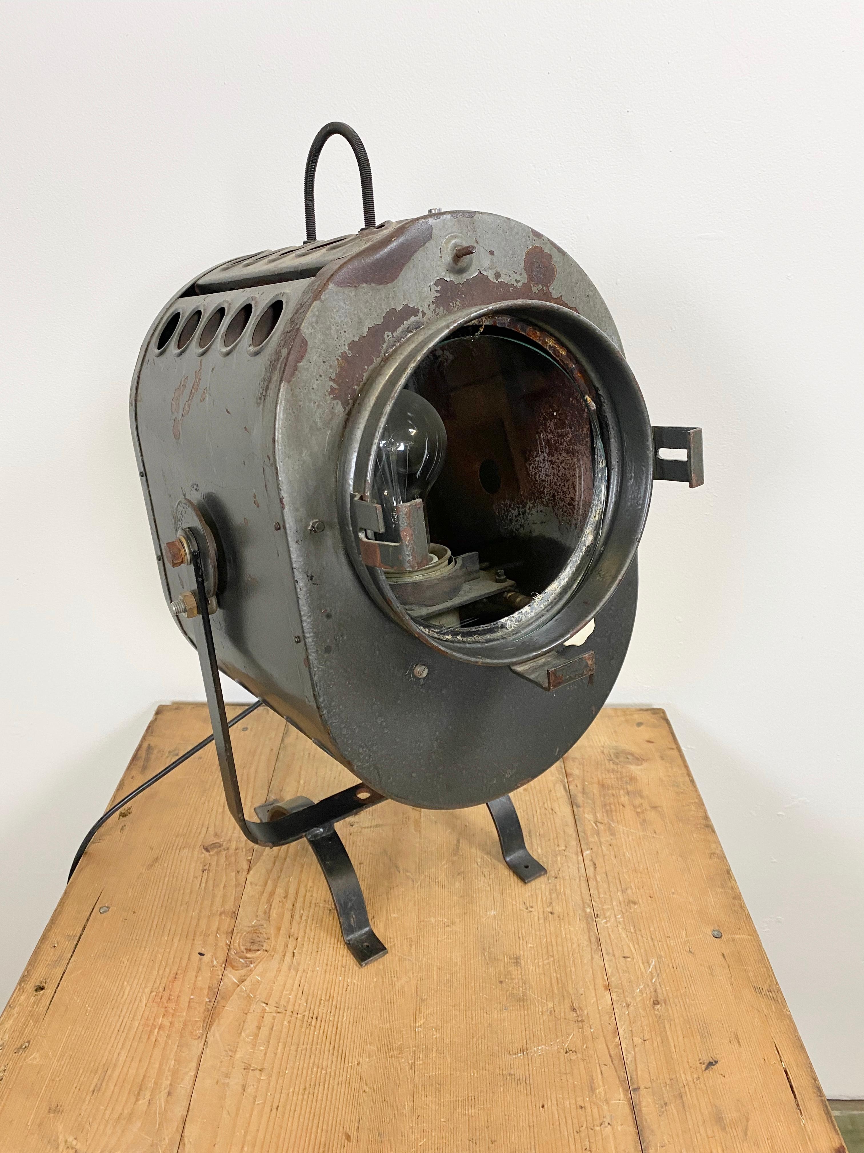 Vintage Grey Theater Spotlight, 1960s In Good Condition In Kojetice, CZ