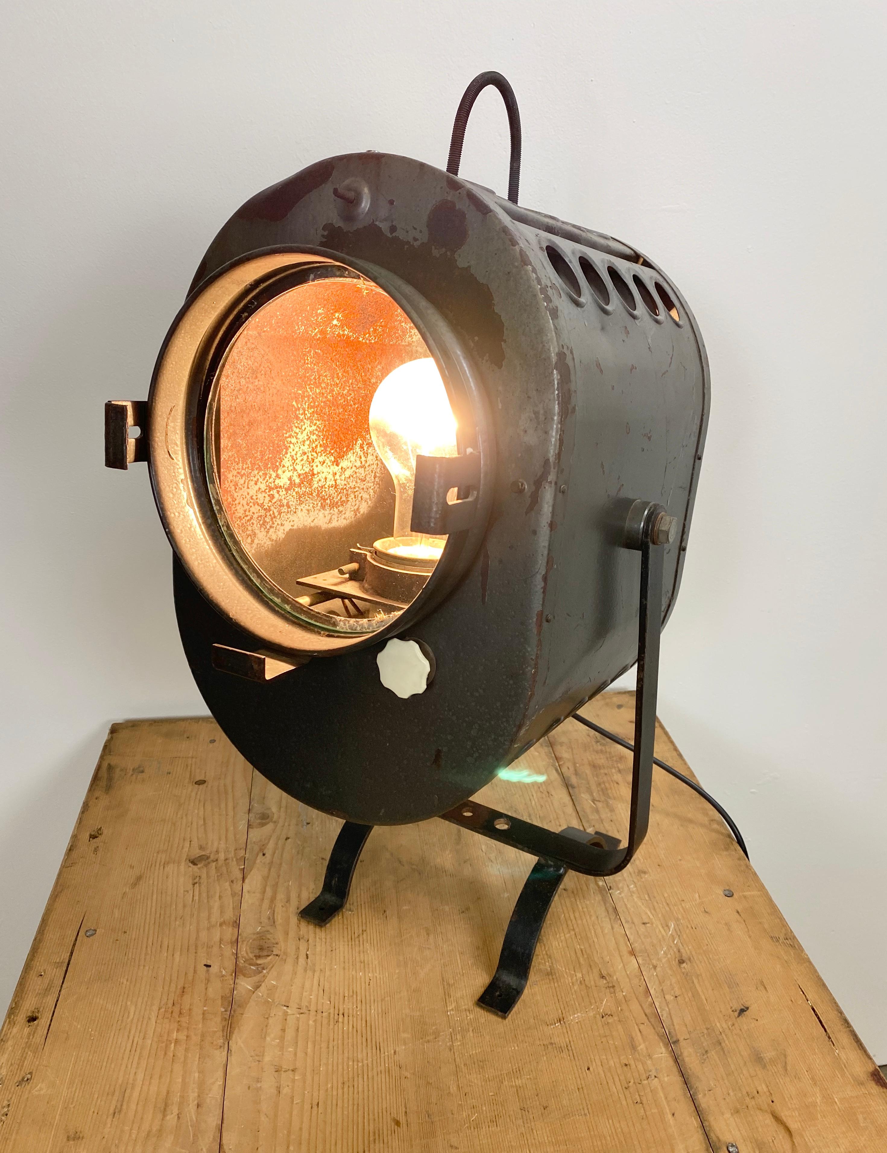 Glass Vintage Grey Theater Spotlight, 1960s