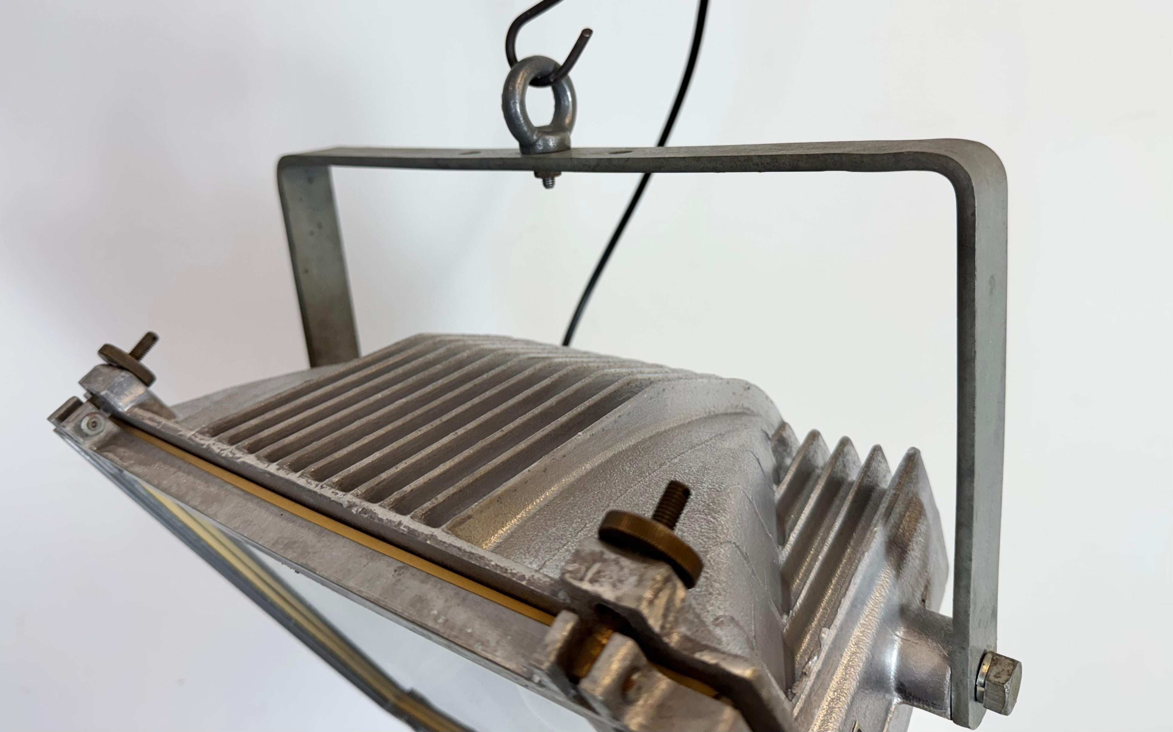 Vintage Grey Theater Spotlight with Glass Cover, 1980s For Sale 6