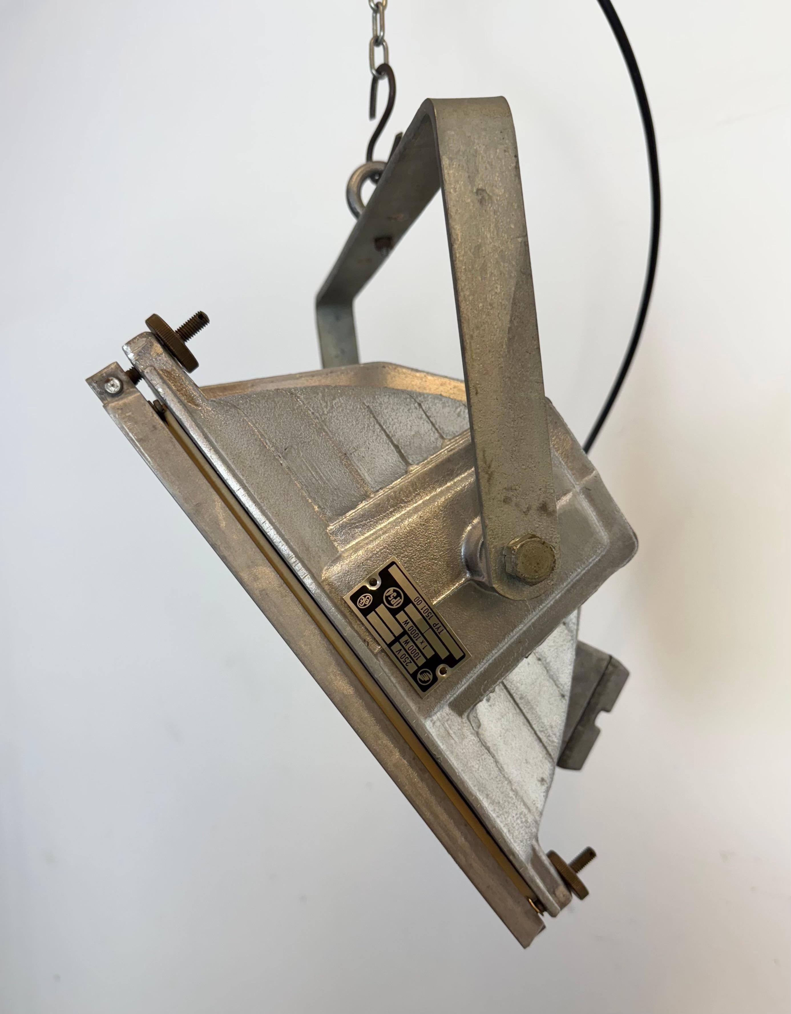 Vintage Grey Theater Spotlight with Glass Cover, 1980s For Sale 1