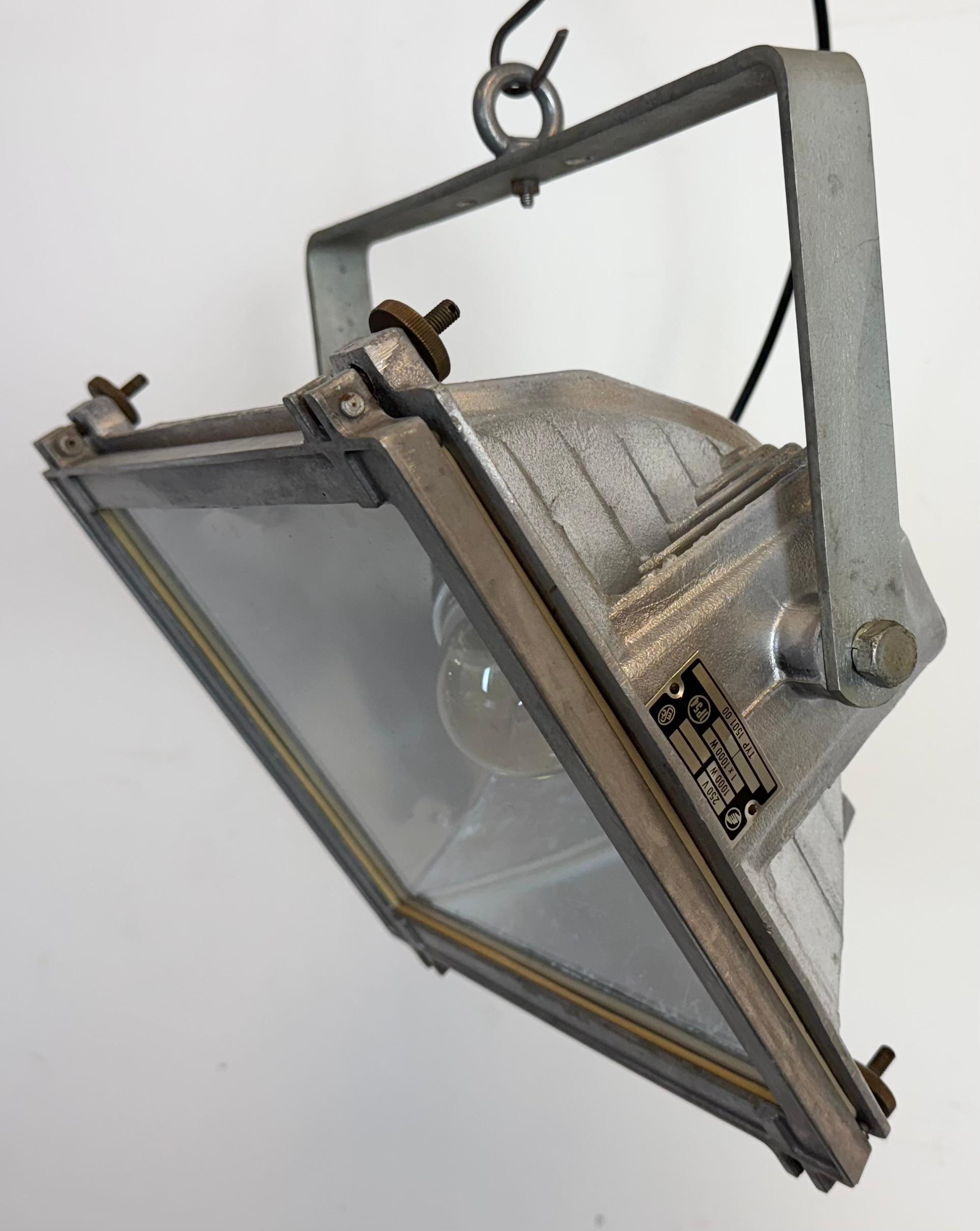 Vintage Grey Theater Spotlight with Glass Cover, 1980s For Sale 2