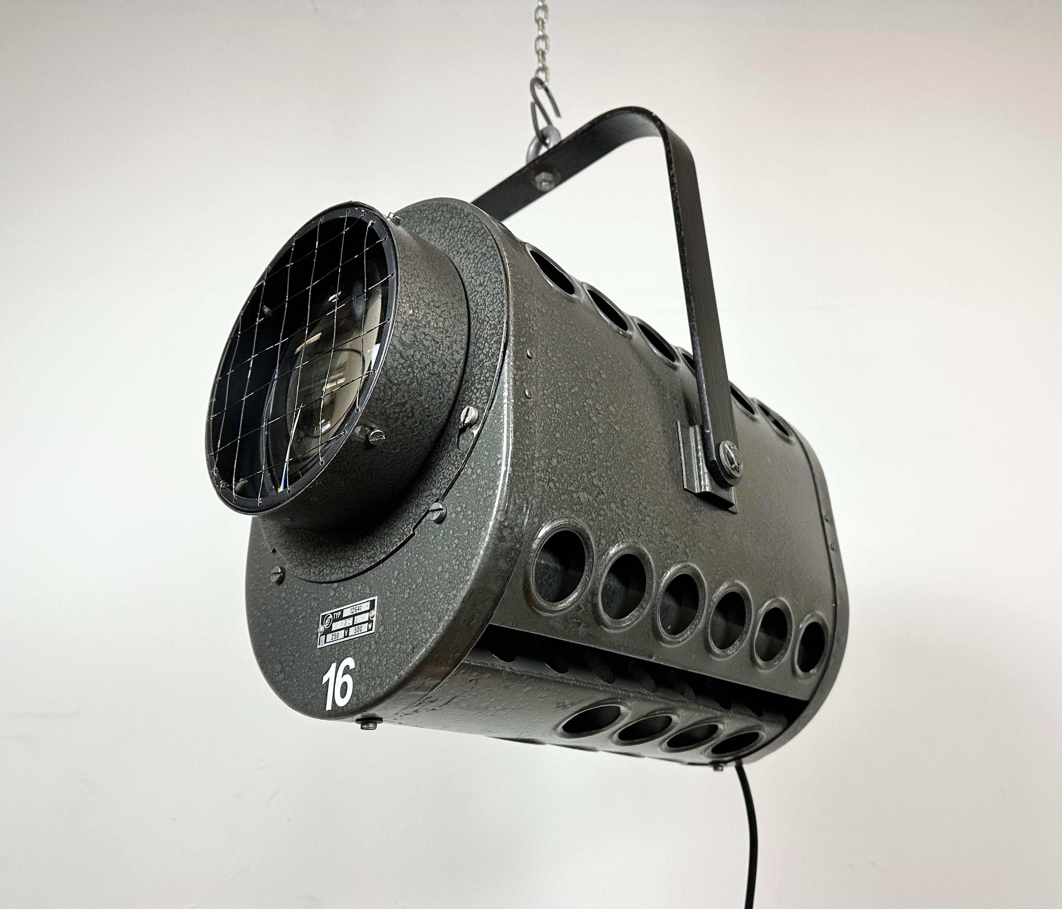 Vintage Grey Theatre Spotlight from Elektrosvit, 1980s In Good Condition For Sale In Kojetice, CZ