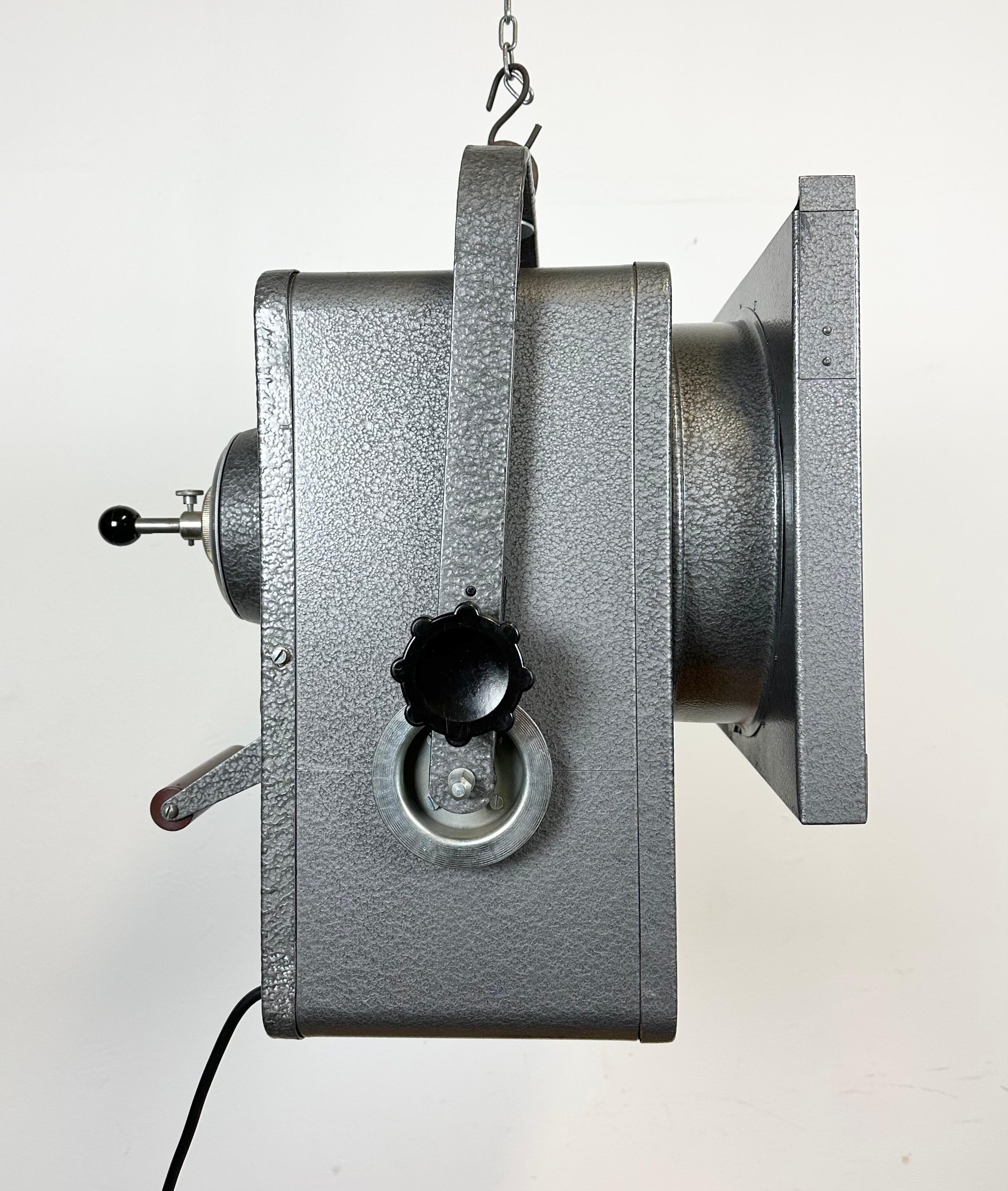 Vintage Grey Theatre Spotlight with Glass Cover, 1980s For Sale 4