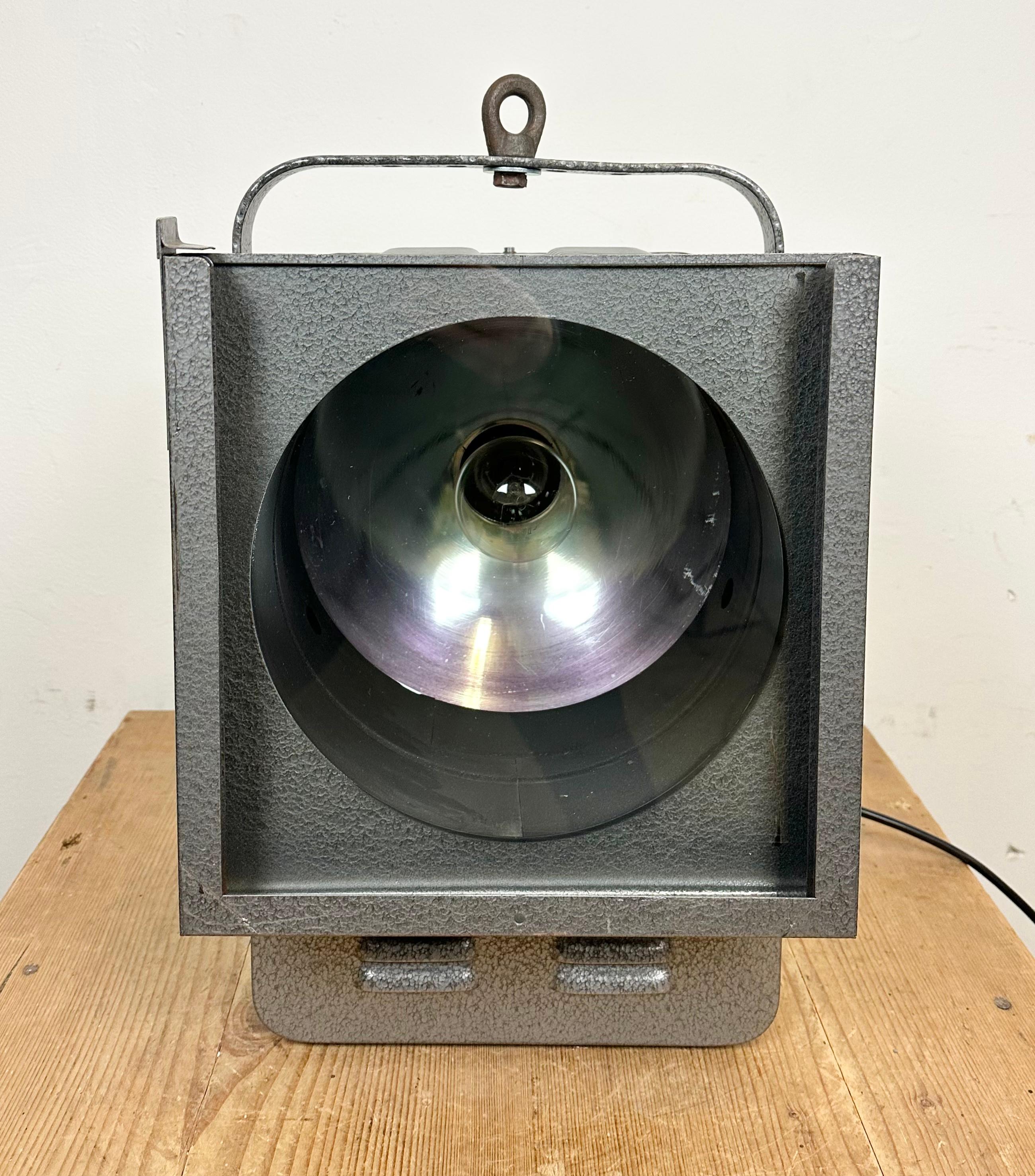 Vintage Grey Theatre Spotlight with Glass Cover, 1980s For Sale 13