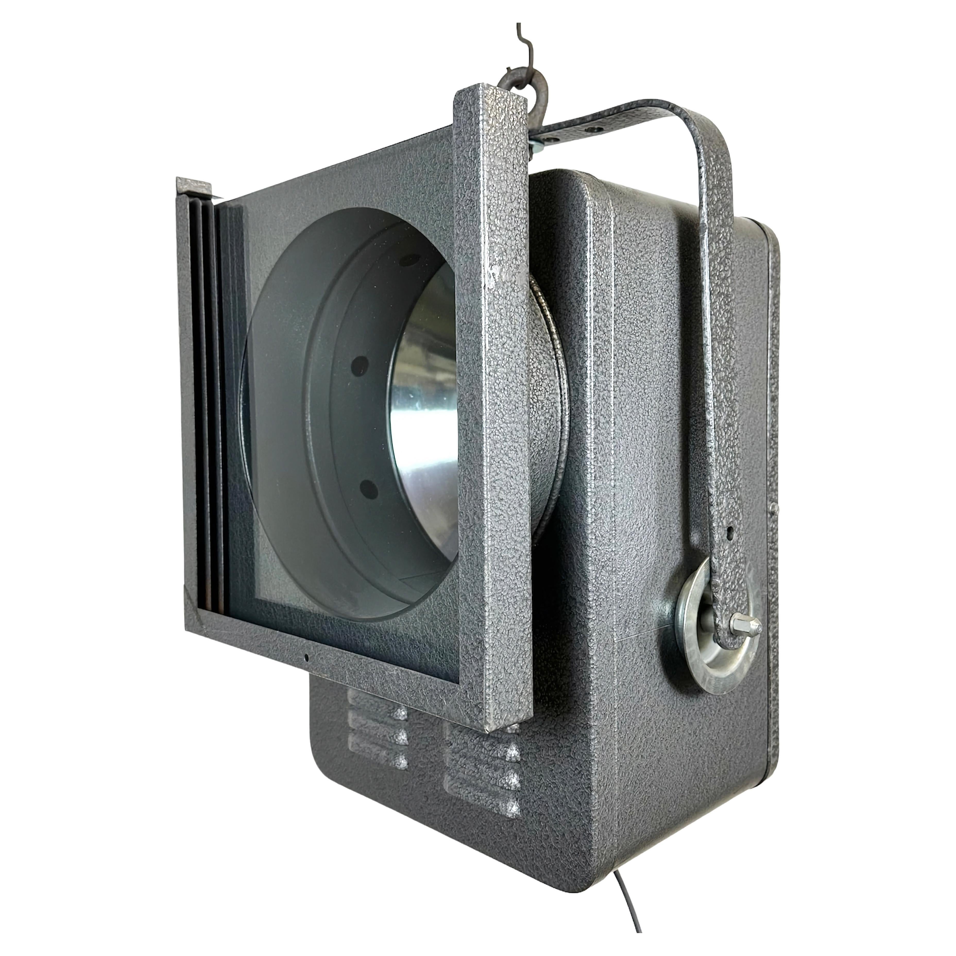Vintage Grey Theatre Spotlight with Glass Cover, 1980s