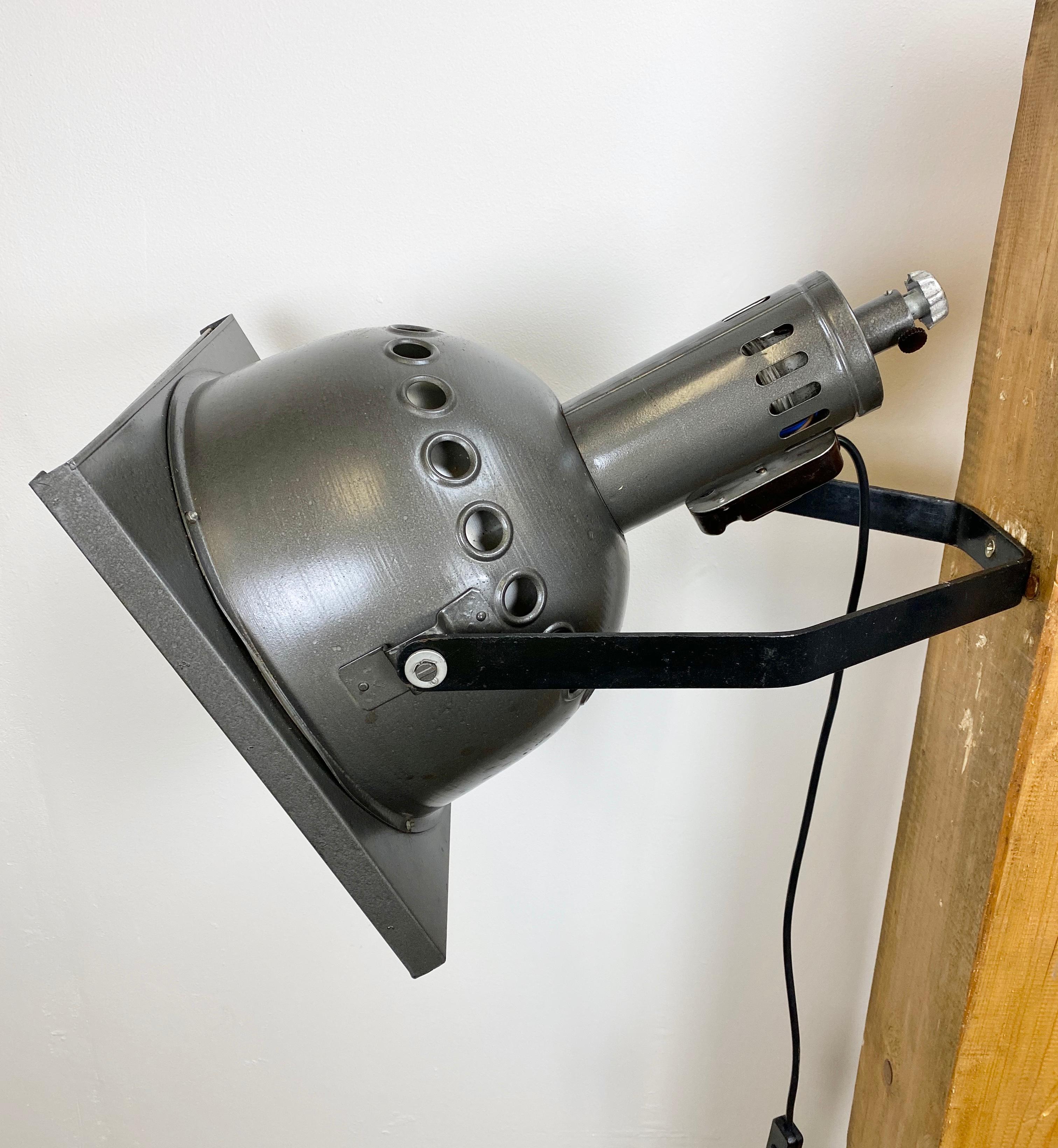 Industrial  Vintage Grey Theatre Wall or Ceiling Spotlight, 1960s For Sale
