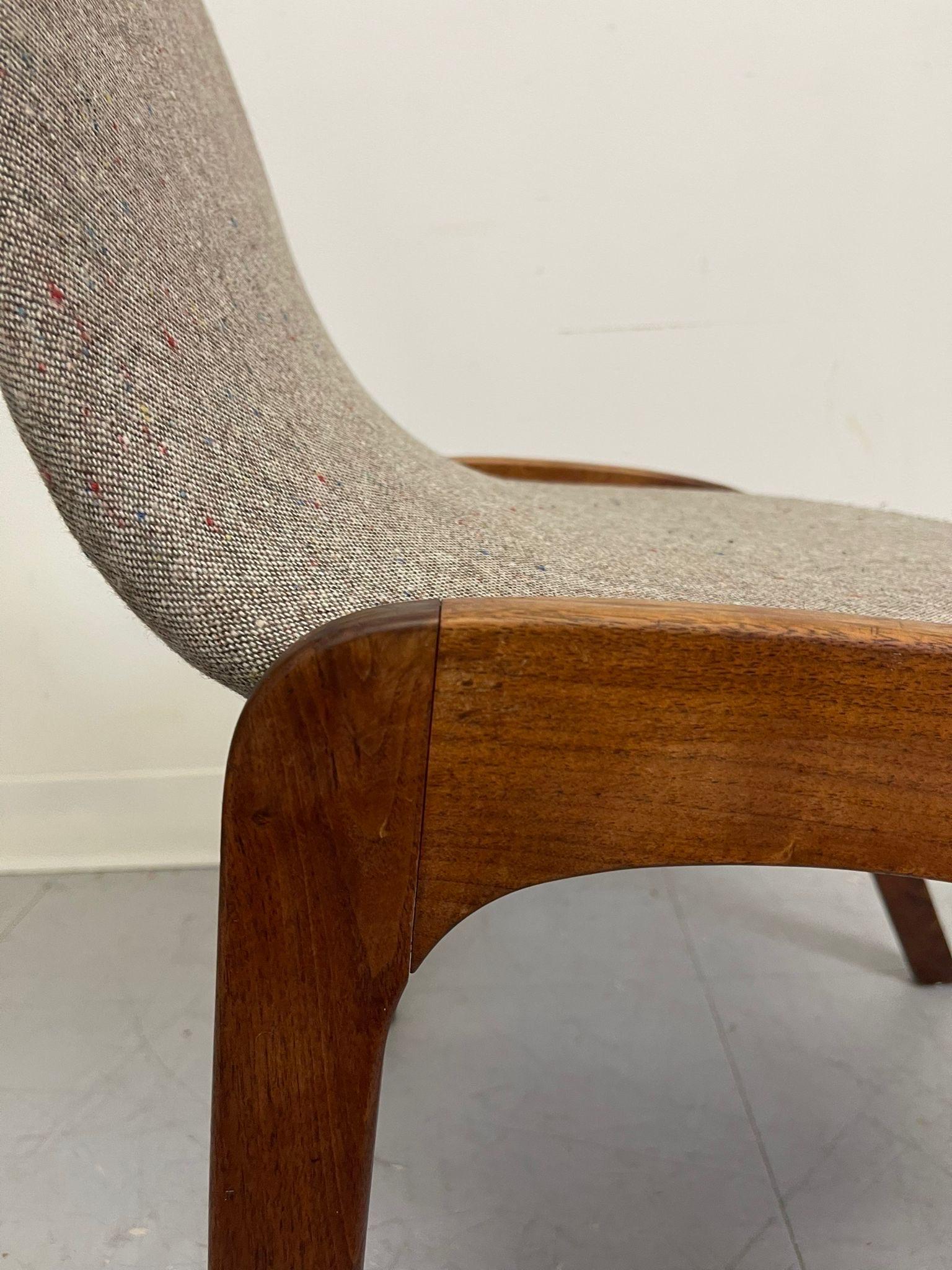 Grau gepolsterter Mid-Century-Modern-Stuhl, Vintage (Ende des 20. Jahrhunderts) im Angebot