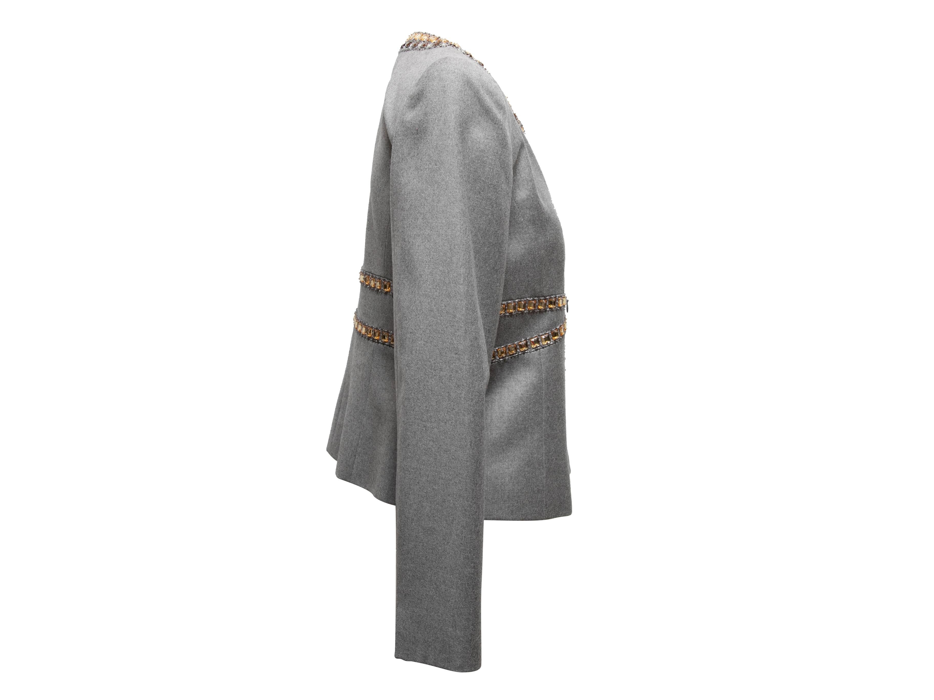 Valentino - Veste grise embellie en laine et cachemire, taille US 10 en vente 1
