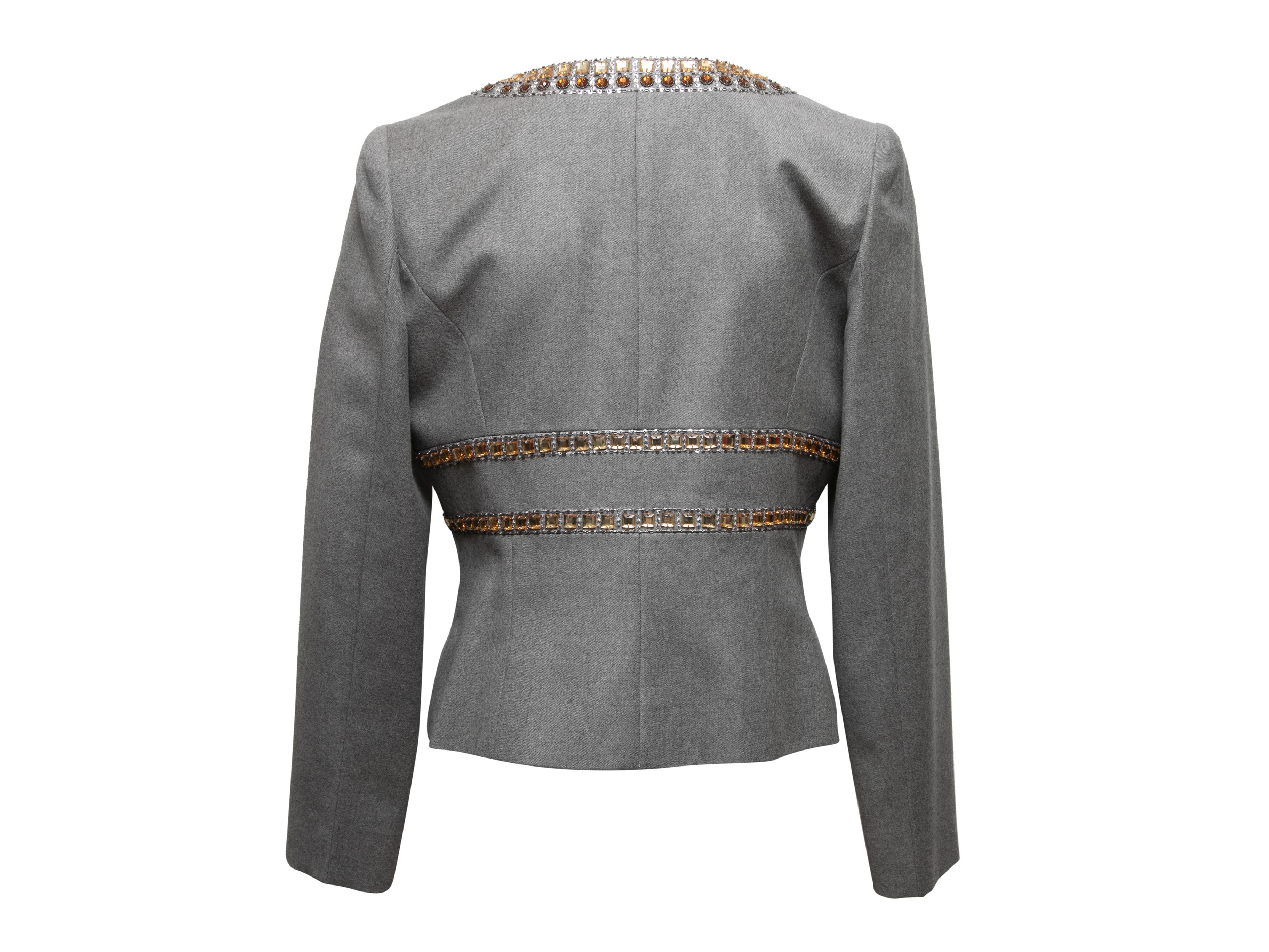 Valentino - Veste grise embellie en laine et cachemire, taille US 10 en vente 2