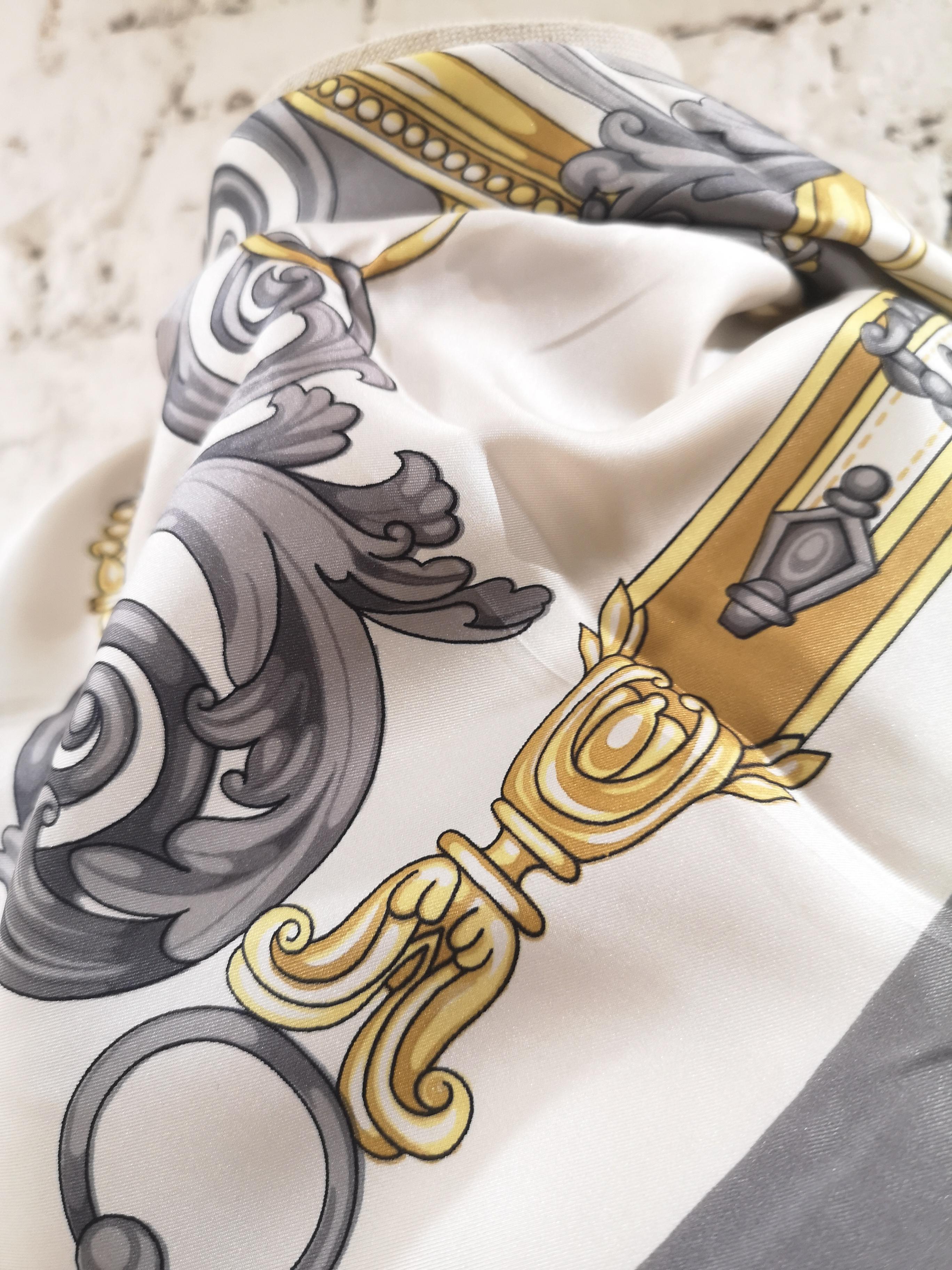 white and gold silk scarf