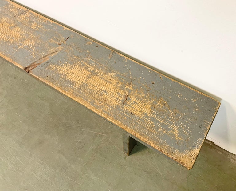 Vintage Grey Wooden Bench, 1950s For Sale 2