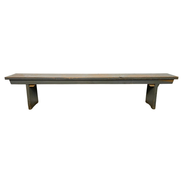 Vintage Grey Wooden Bench, 1950s For Sale