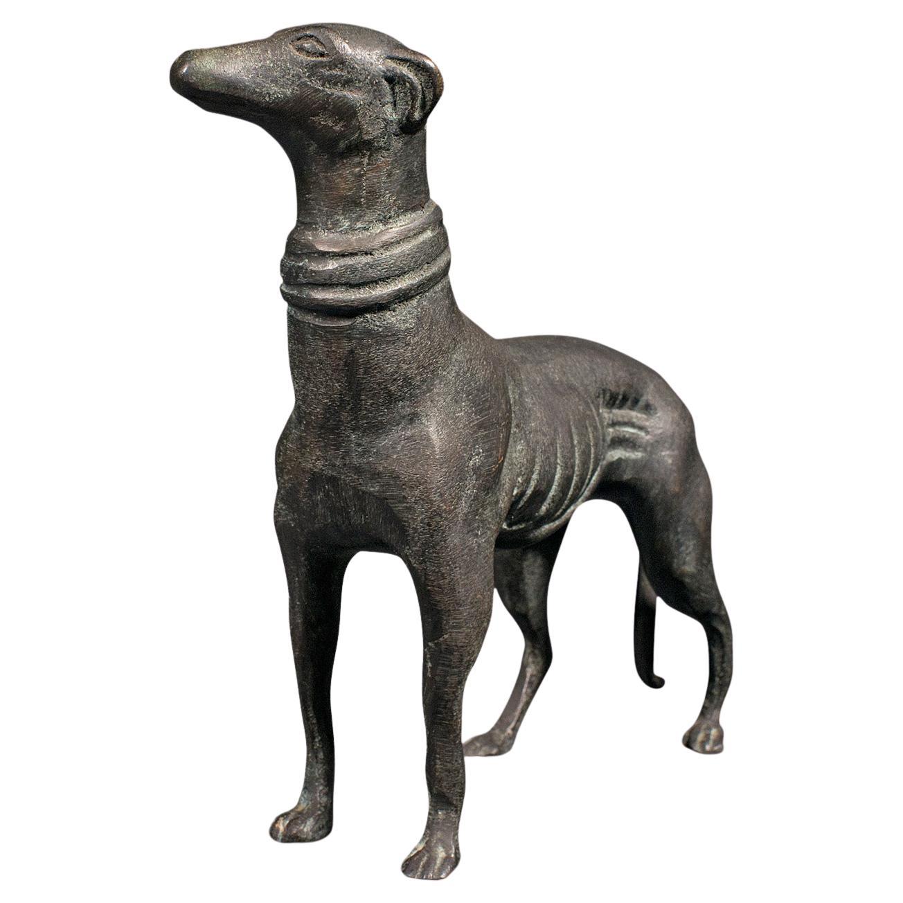 Vintage Greyhound Figure, French, Bronze, Dog Statue, Art Deco Taste, Circa 1930