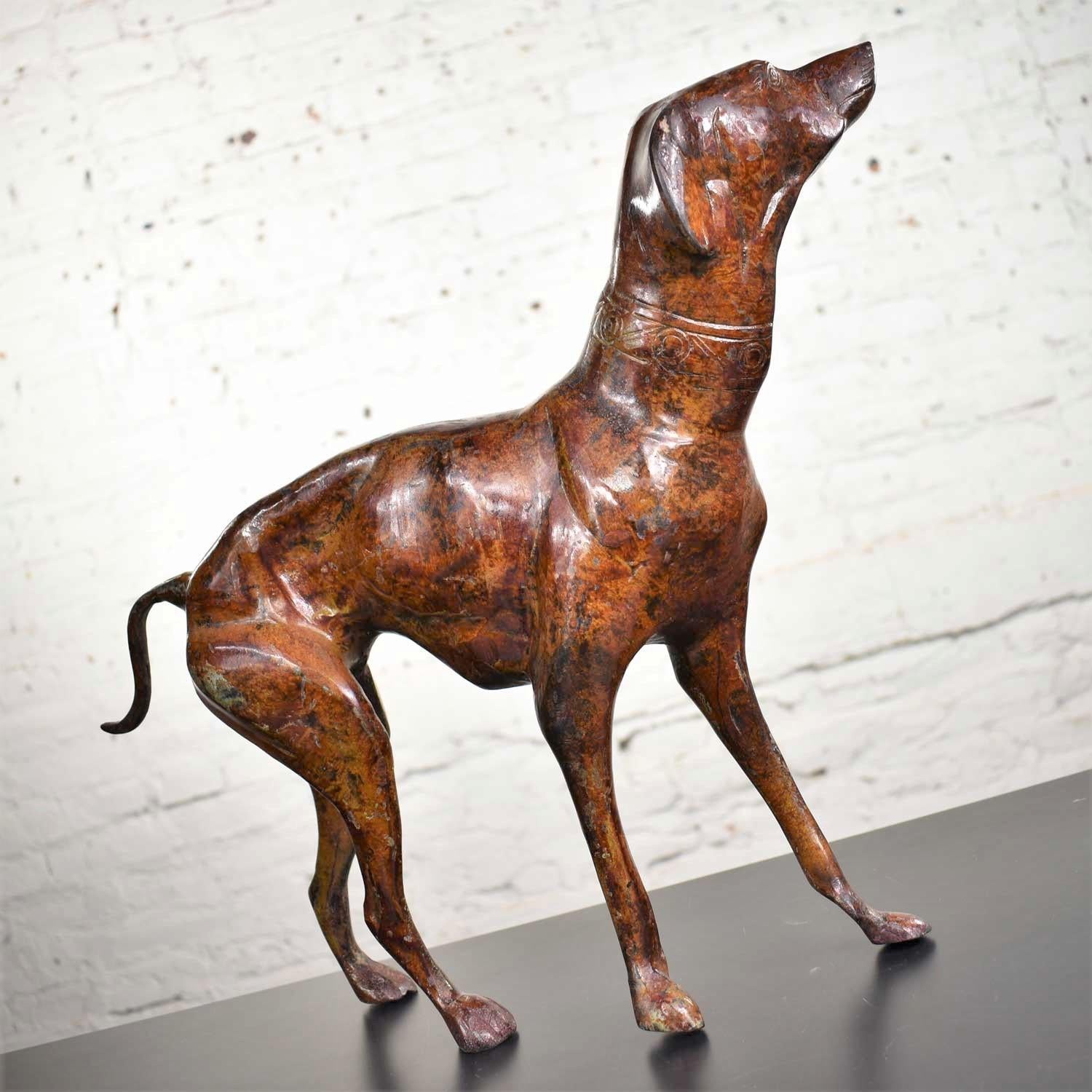 Vintage Greyhound or Whippet Bronze Sculpture Medium In Good Condition In Topeka, KS