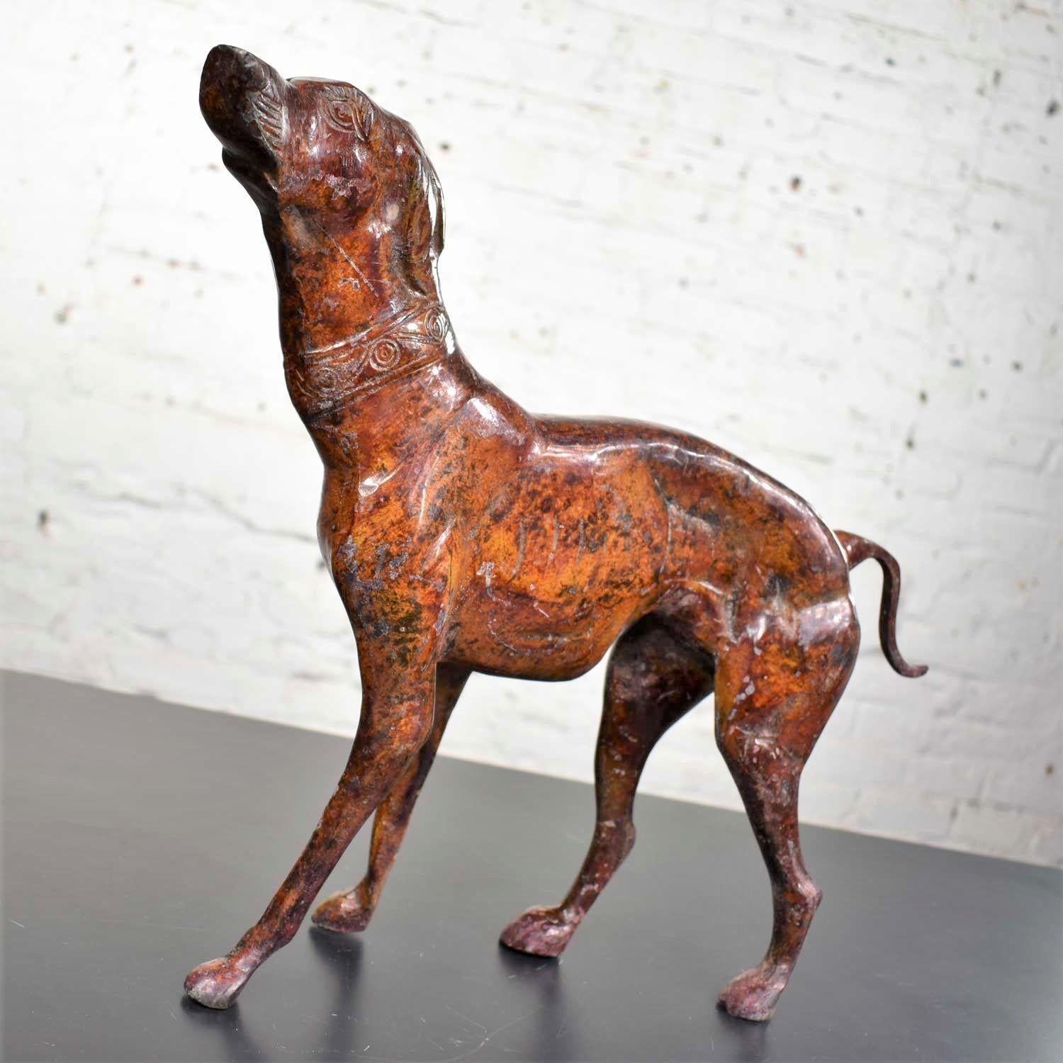 20th Century Vintage Greyhound or Whippet Bronze Sculpture Medium