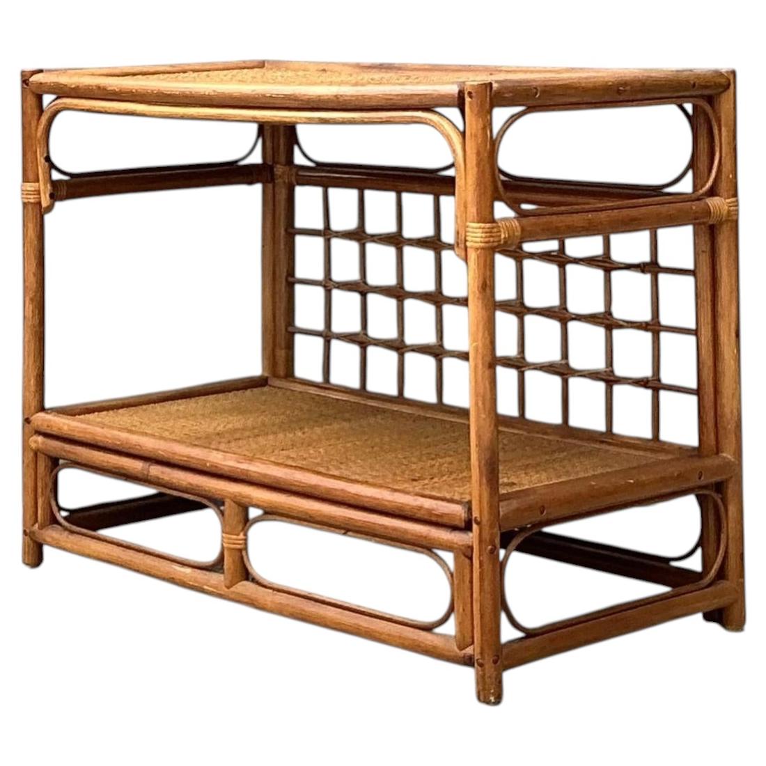 Vintage Grid Rattan Sideboard For Sale