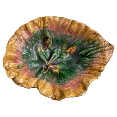Antique Griffen, Smith & Hill Etruscan Majolica Begonia Leaf Dish